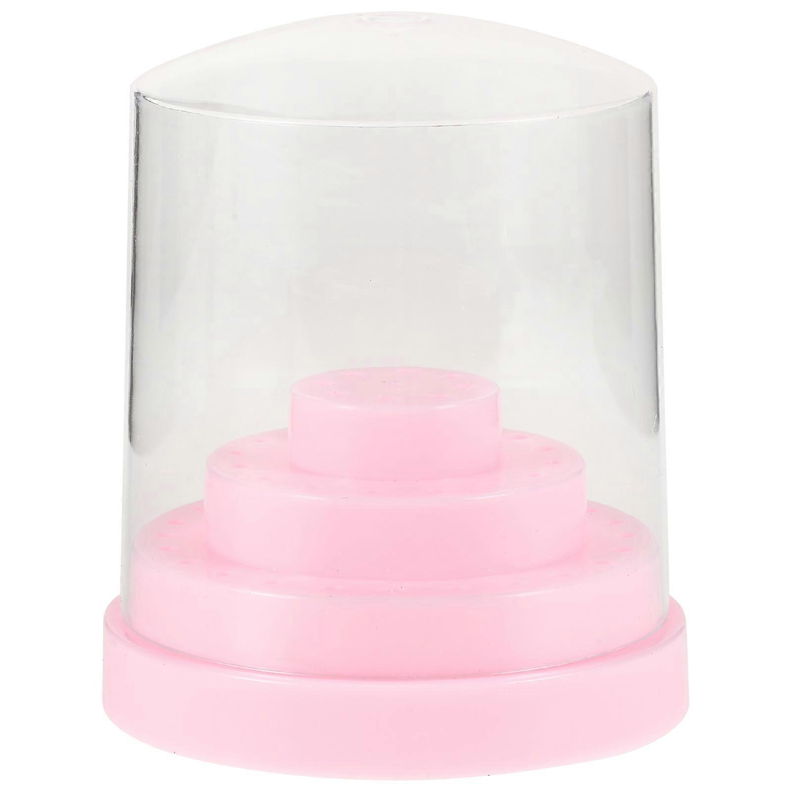 Dustproof Nail Drill Bits Storage Box for Storage Plastic Pink 2Pcs