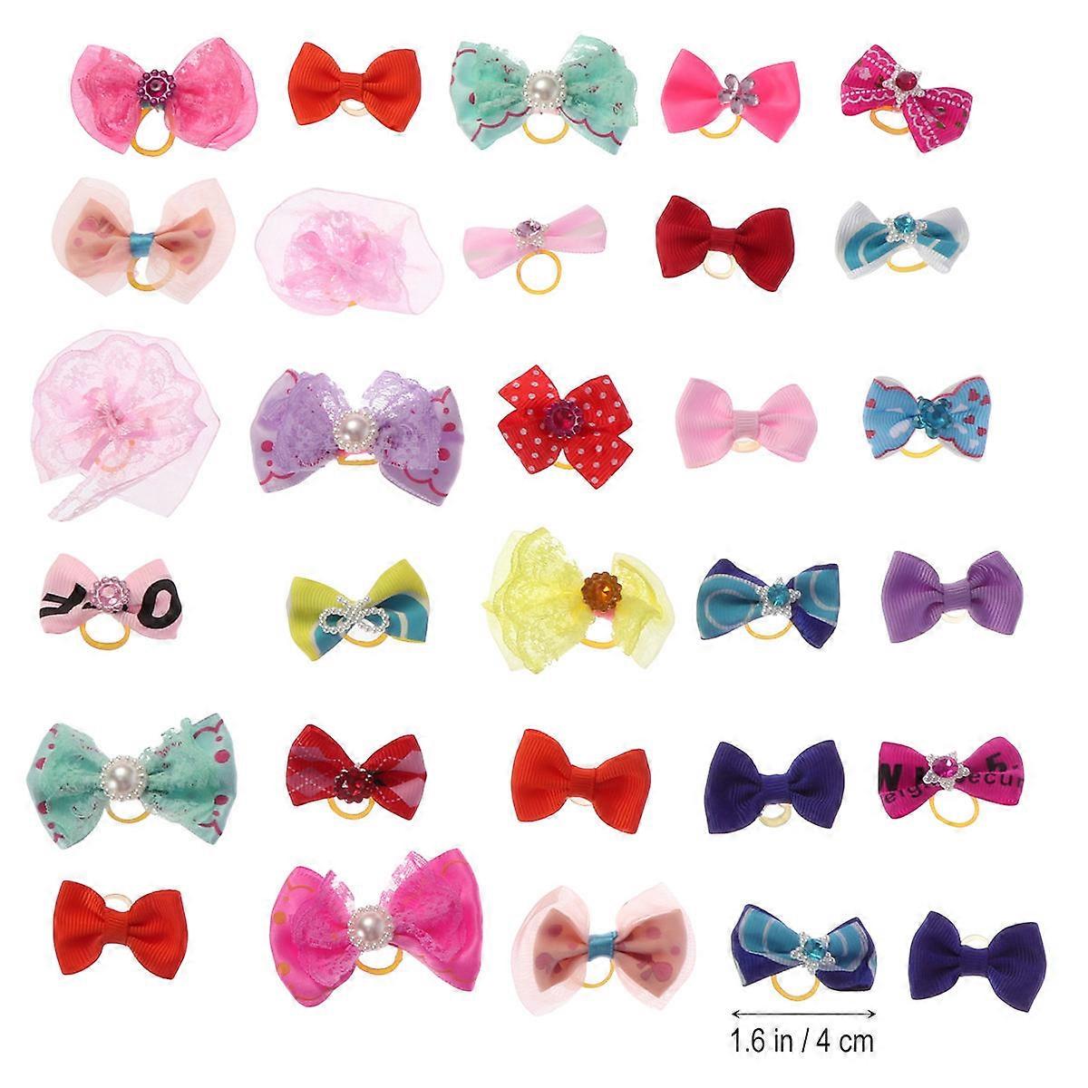 קשת לחיות מחמד קשרי שיער אלסטיים לכלבים אביזרי שיער לגורים טרנדי פשוט לשימוש יומיומי 30 יחידות