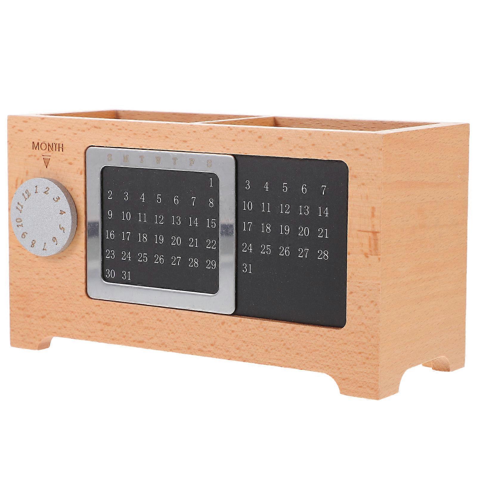 Wood Makeup Brush Holder for Desk Use 2Pcs Multi-Use Storage Container