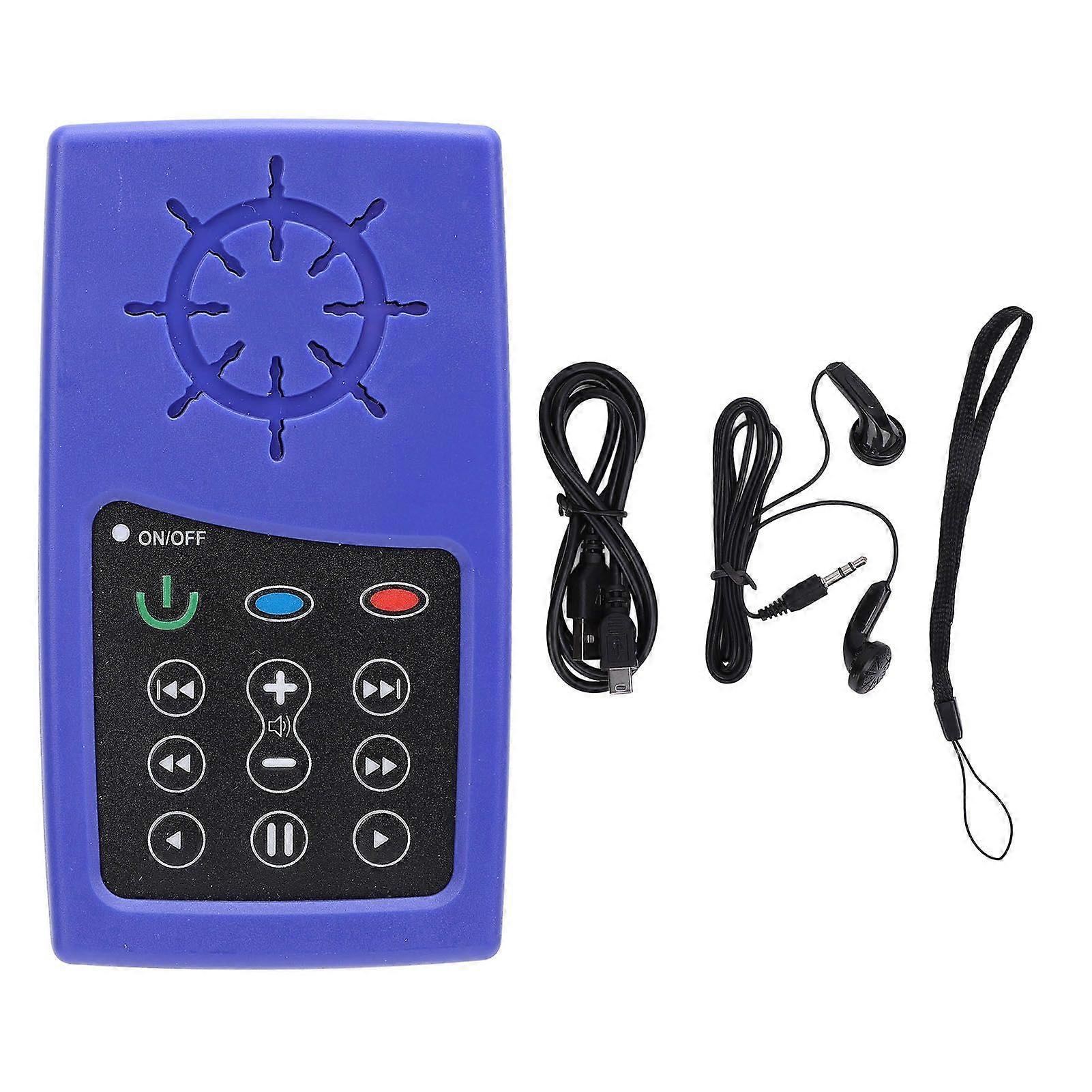 Scripture Audiobook Player Solar Powered Portable Electronic Sound Scripture Reader with Multiple Languages 4G Capacity Blue