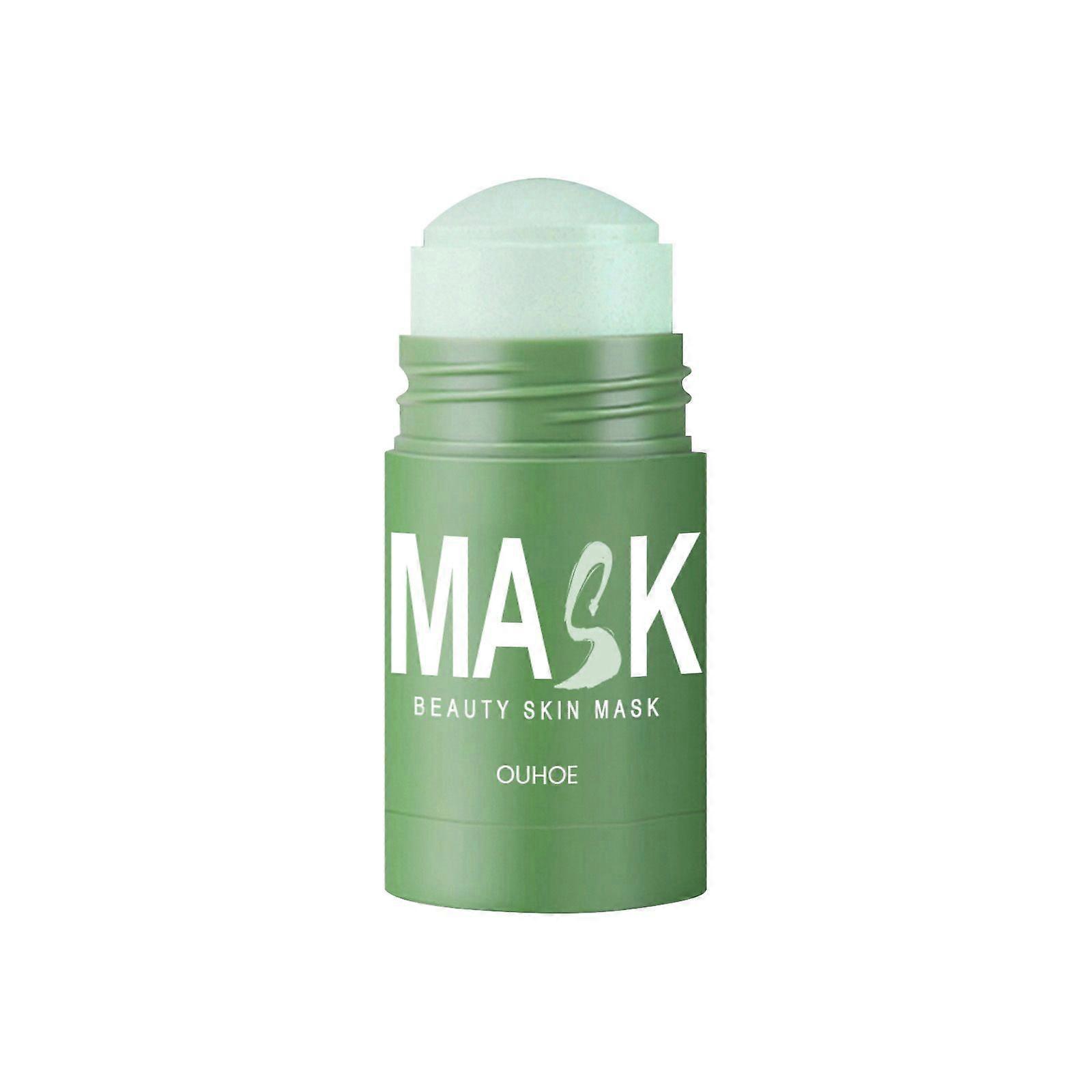 OUHOE Green Tea Mask Stick, Acne Blackheads Pimple Face Cleansing And Pore-Tightening Smear Mask Clay