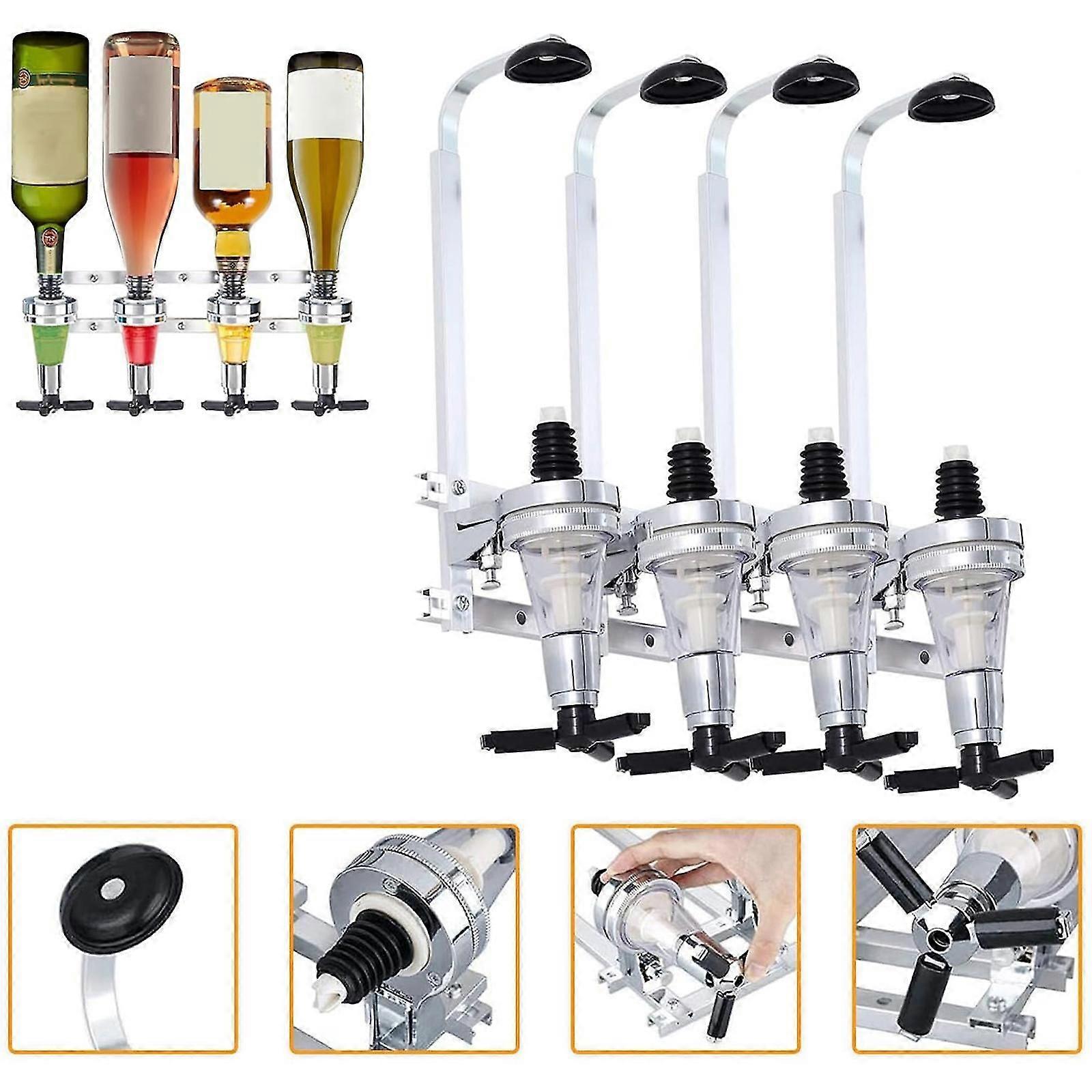 4 flaskoptik för bar, Shots väggmonterad alkoholdispenser bar butler set 30ml