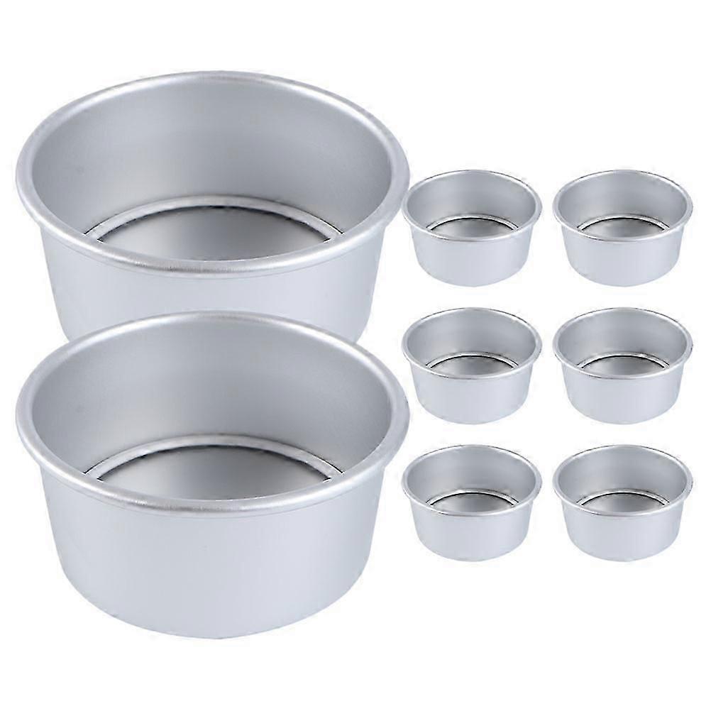 Cake Baking Pans Set Round Cake Pan Removable Bottom Home Baking Silver 8Pcs