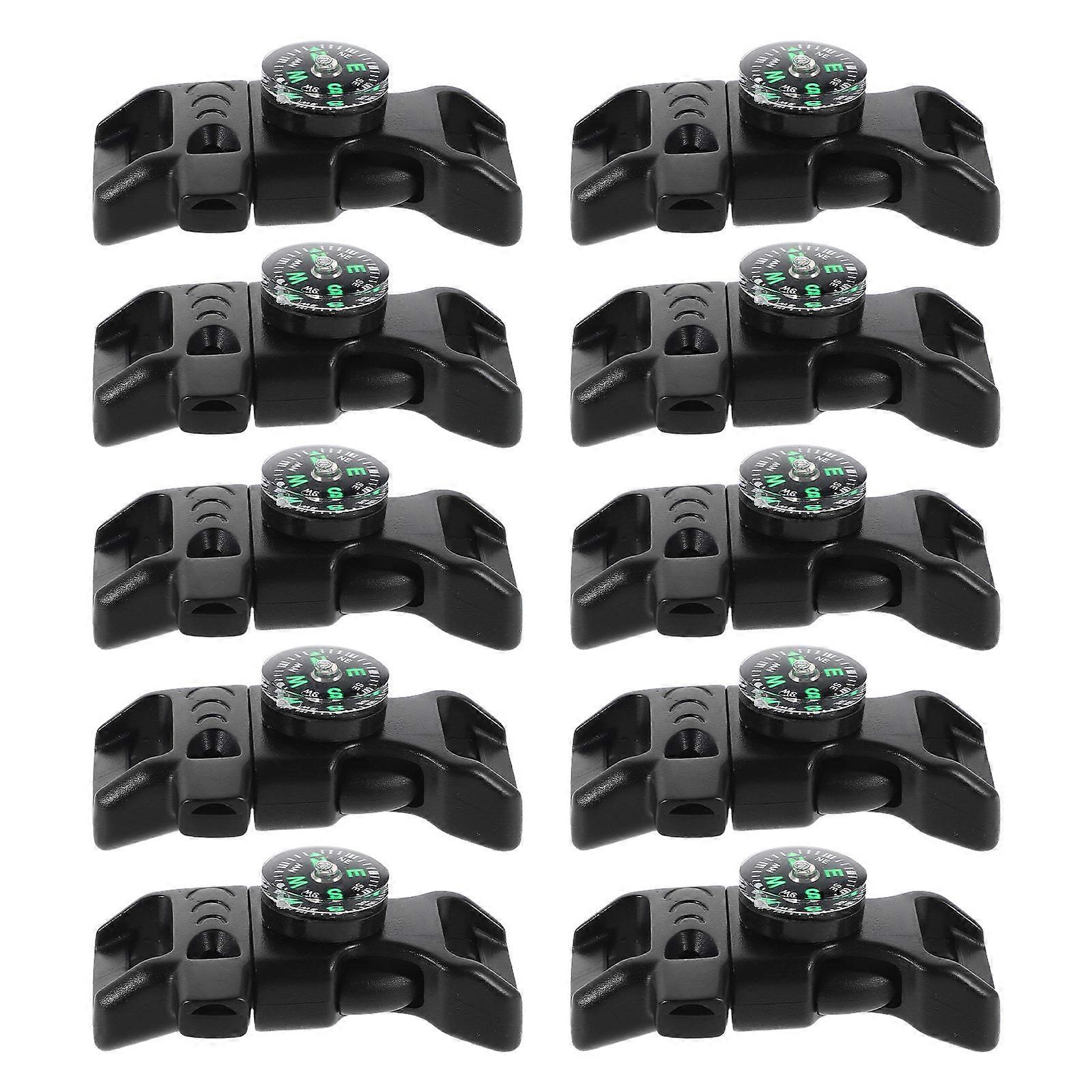 Multi-Function Plastic Buckle Hiking Gear Buckle with Compass Whistle 20Pcs