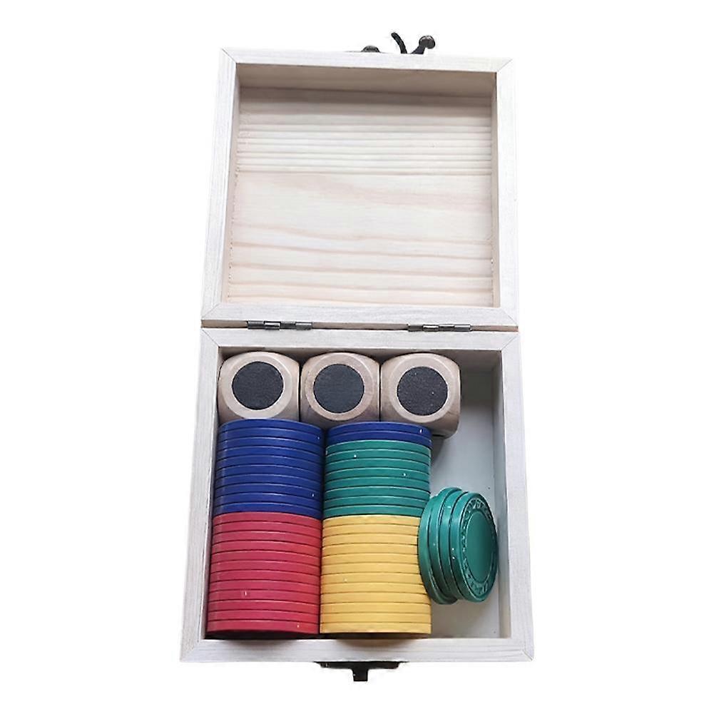 Fun Left Right Roll Dice Game Set, Include 3 Wooden Dices 48 Pcs Chips