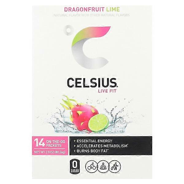 Celsius, Live Fit, Dragonfruit Lime, 14 On-The-Go Packets, 0.2 oz (5.74 g) Each