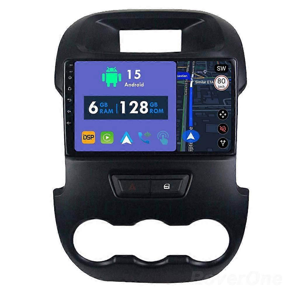 Car Radio 6G+128G CarPlay GPS Navigation Head Unit for Ford Ranger 2011 - 2016 Android Auto Bluetooth Stereo Touch Screen