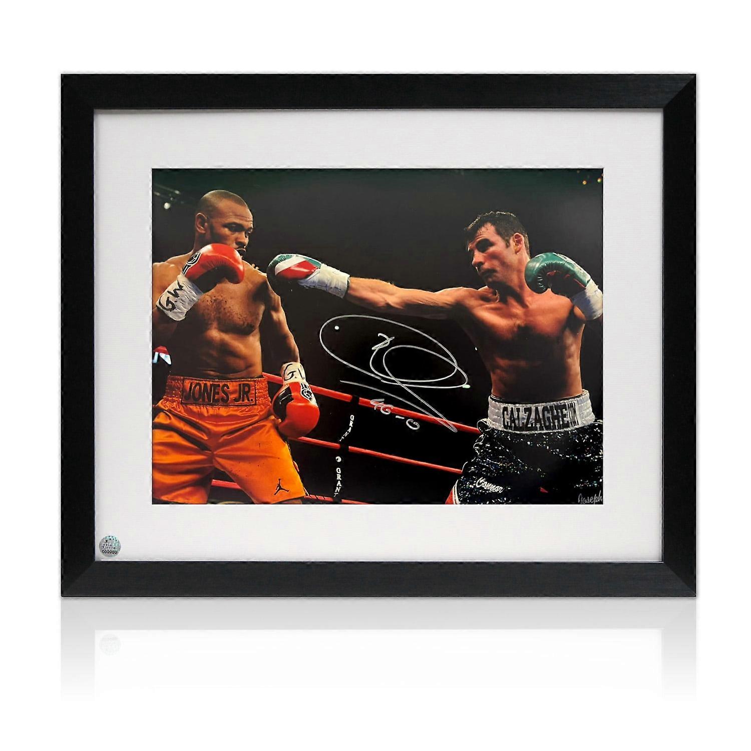 Joe Calzaghe Signed Boxing Photo: VS Roy Jones Jr. Framed