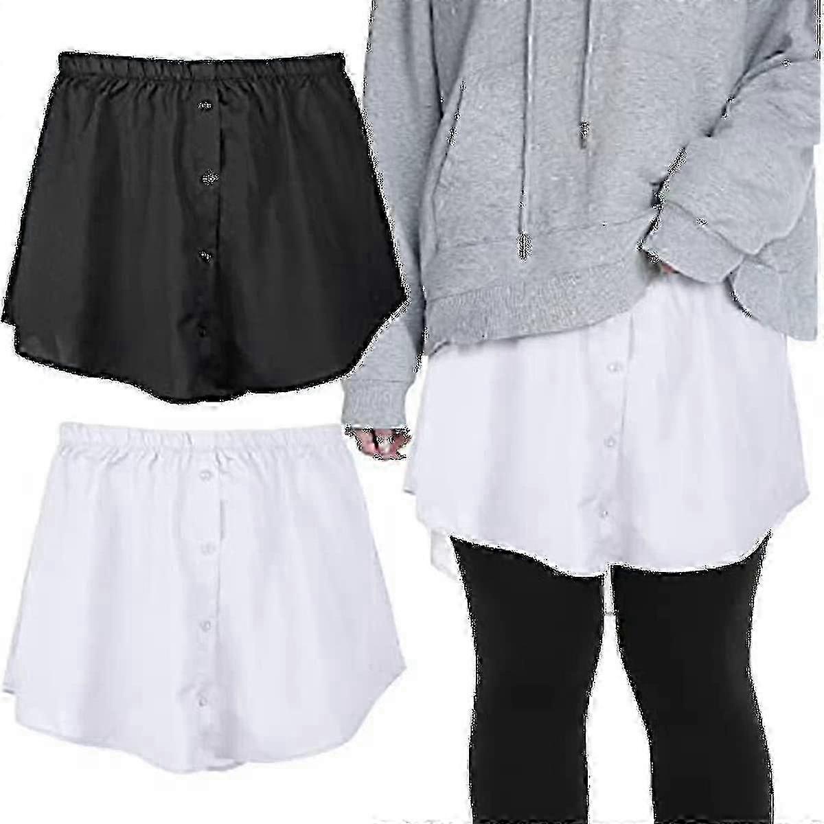 Pacote com 2 extensões de camisa feminina, minissaia, blusa, extensor de anágua, bainha falsa, saia inferior para camadas