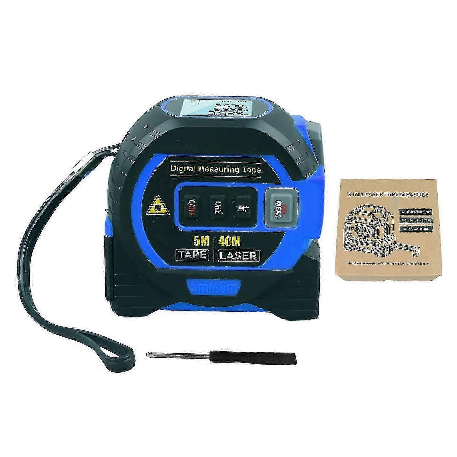 3 In 1 Digital Tape Measure Blue High Elasticity Accurate Auto Lock Digital Distance Tape for Bearing Testing 40m/131.2ft Hwy