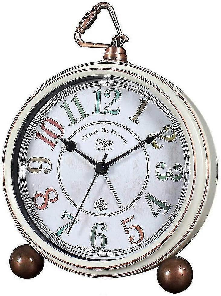 5.2 In Retro Vintage Non-ticking Desk Table Clock Small Decorative Alarm Clock Battery Operated