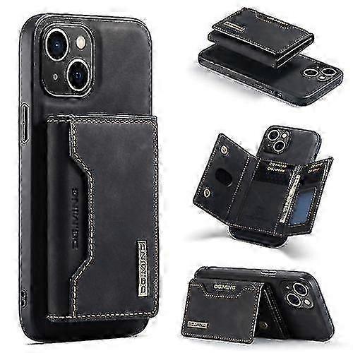 DG.Ming M2 iPhone 15 Wallet Case, 3-Fold Leather Card Holder Shockproof Phone Cover