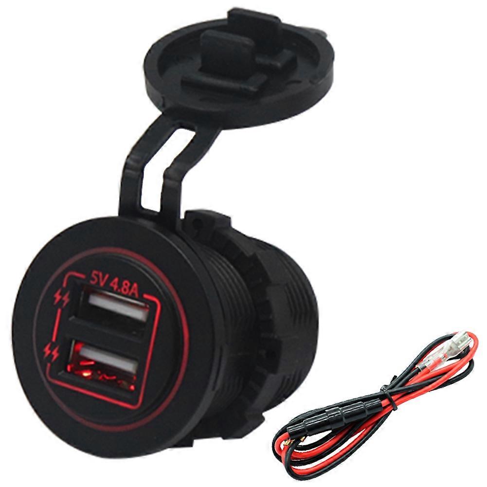 12V/24V dual USB charger for ATV with red socket