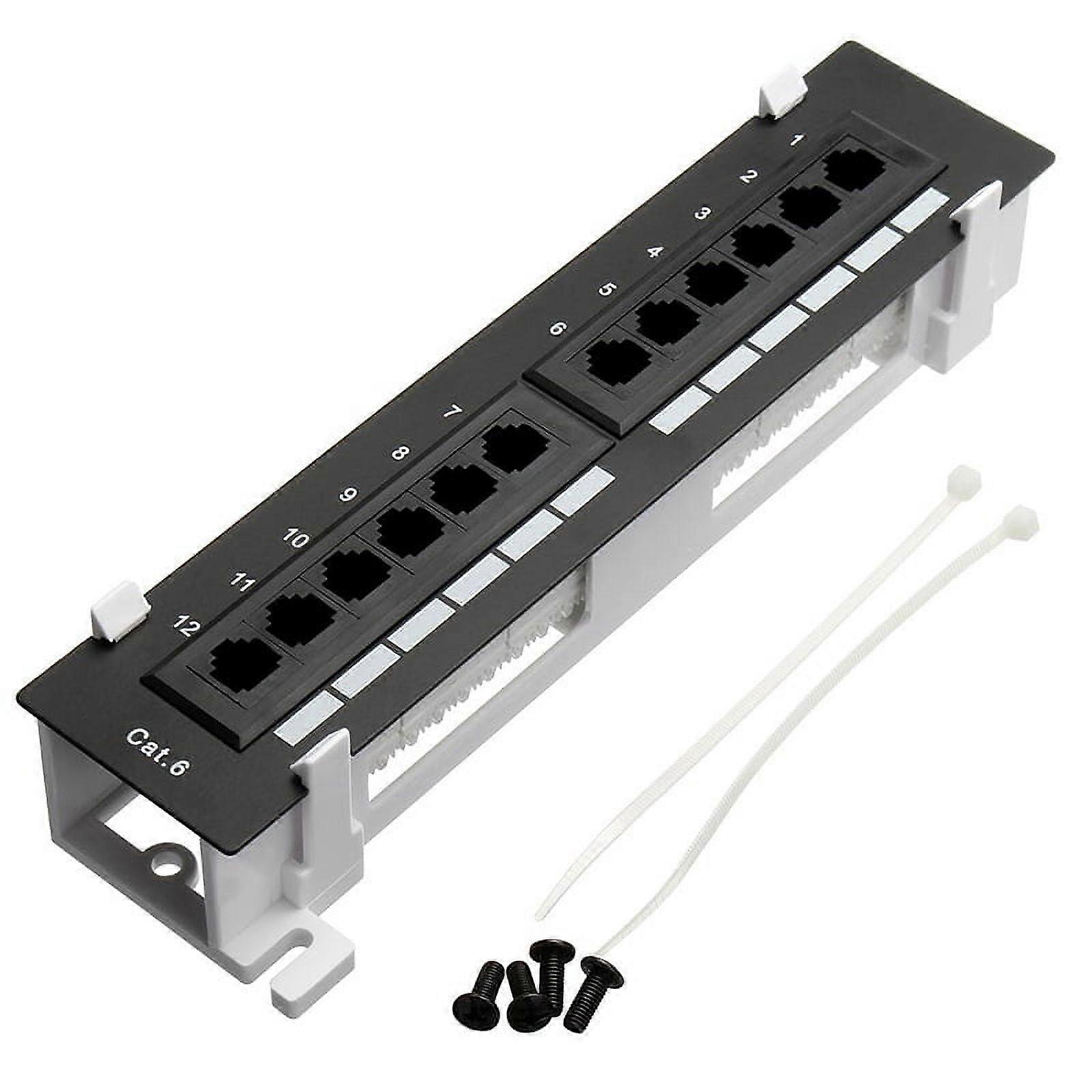 Network Tool Kit 12 Port CAT6 Patch Panel RJ45 Networking Wall Mount Rack with Bracket