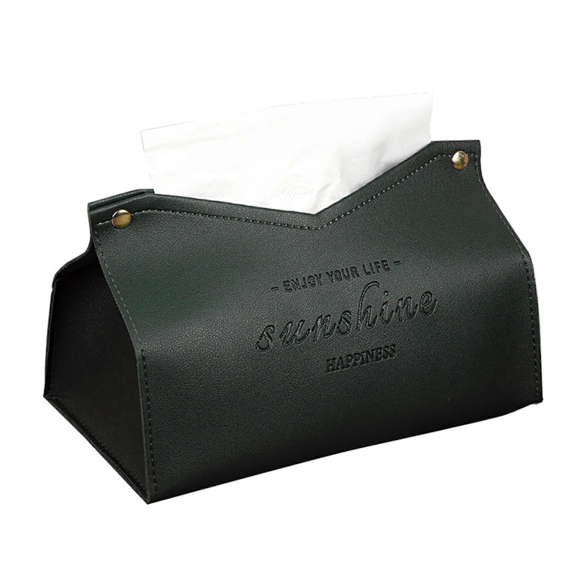 Leather Tissue Box Cover, Foldable Tissue Box Holder, Storage Box
