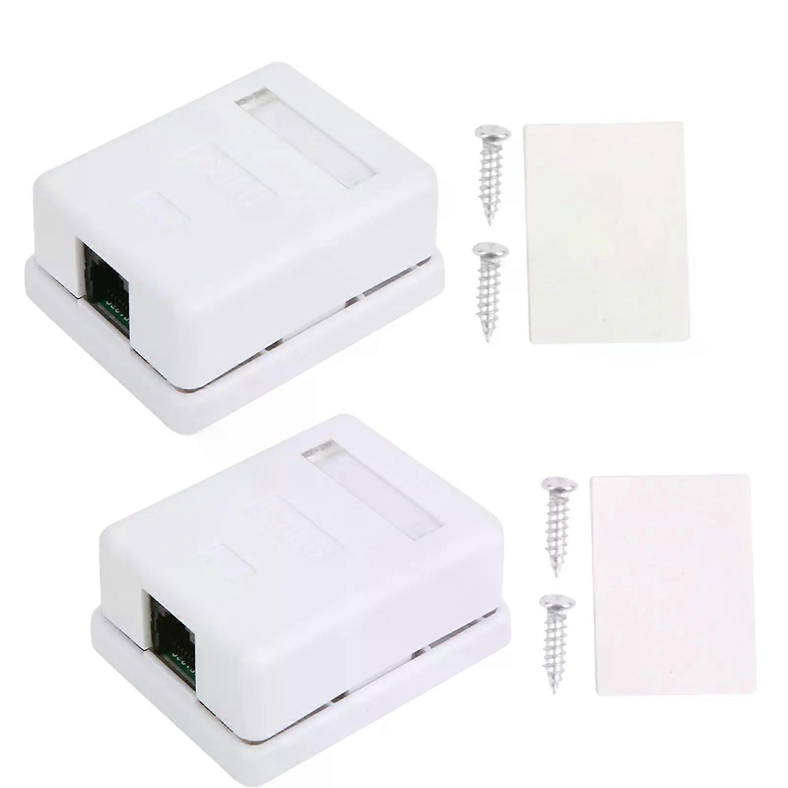 2Pcs Cat6 RJ45 8P8C Mount Box Single Port Desktop Information Junction Box Connector Wall Coupler Jack Adapter