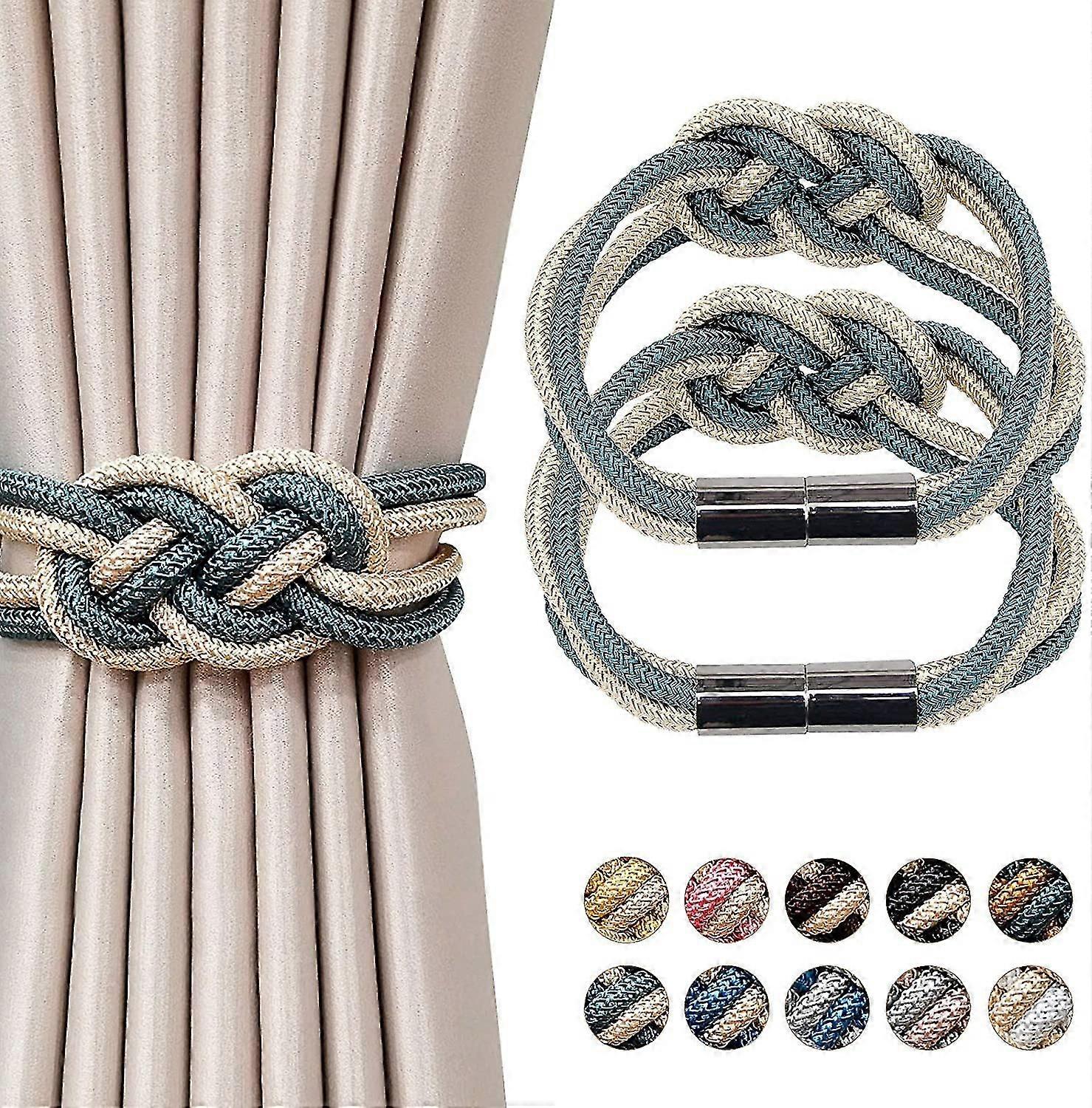 2 Pack Strong Magnetic Curtain Tiebacks-teal And    Beige