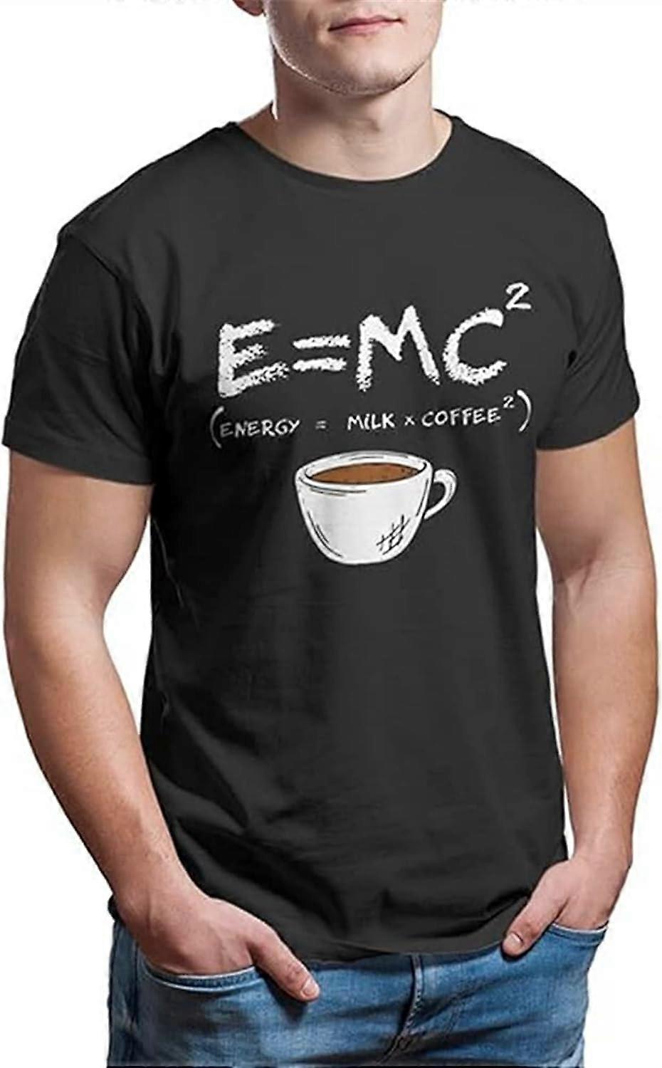 Energy=Milk+Coffee Physicist Formula E = MC2 T Shirts for Men Cotton Unique Classic T-shirt O Neck T