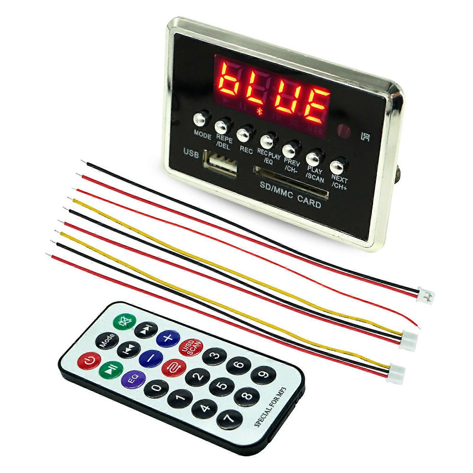 D111BT Car Stereo Module Bluetooth-compatible 5.0 Enable Card USB Play FM Radio Recording Lossless Auditory Format Support Multicolor