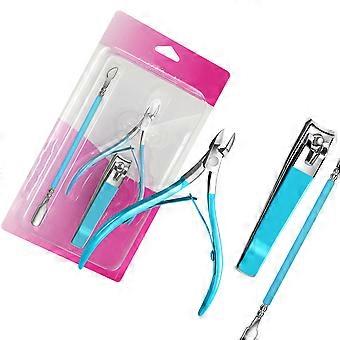 3Piece Cuticle Scissors Set Surgical Steel Construction Sharply Blades Non Slip Handle Manicure Tools  PP