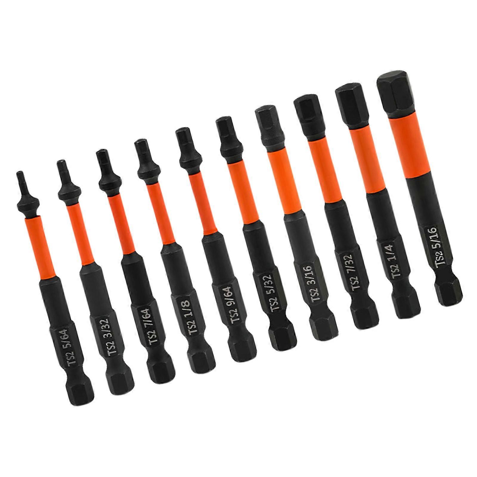 10pcs Magnetic Hexagonal Bit for Pneumatic and Electric Screwdriver High Strength Hexagonal Screwdriver Bit Multicolor