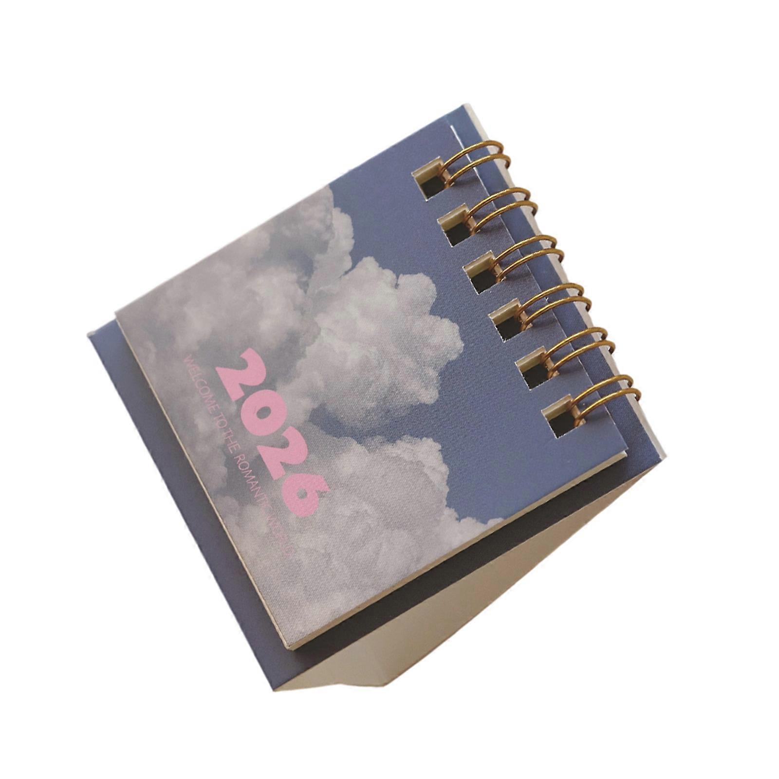 Portable 2026 Desktop Calendar Twin-Coil Binding Paper Calendar 15 Month Referance 10/2025 to 12/2026 For Scheduling Multicolor