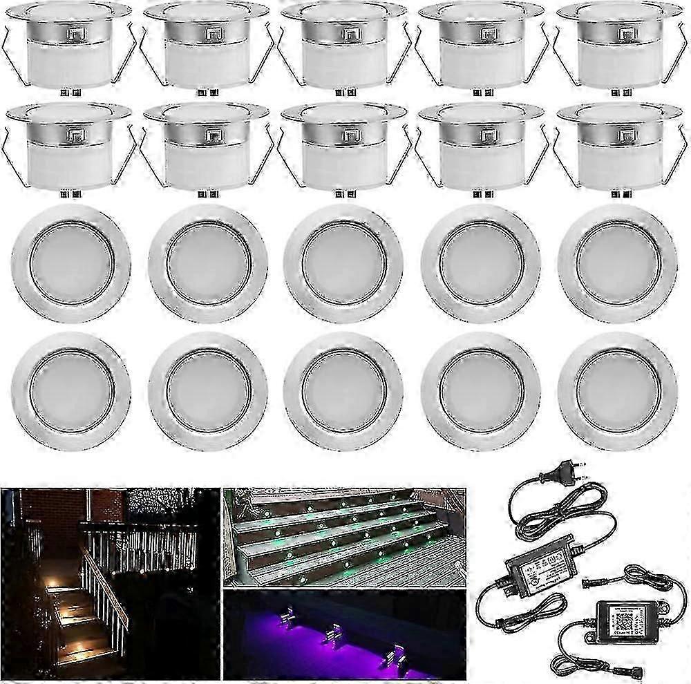 Ensemble De 20 Bluetooth Rgbww LED Extérieur Encastré Spot, 45mm Dimmable Mini Spotlight Lampadaire Encastré, Imperméable Ip67 Dc12V Pool Spotl