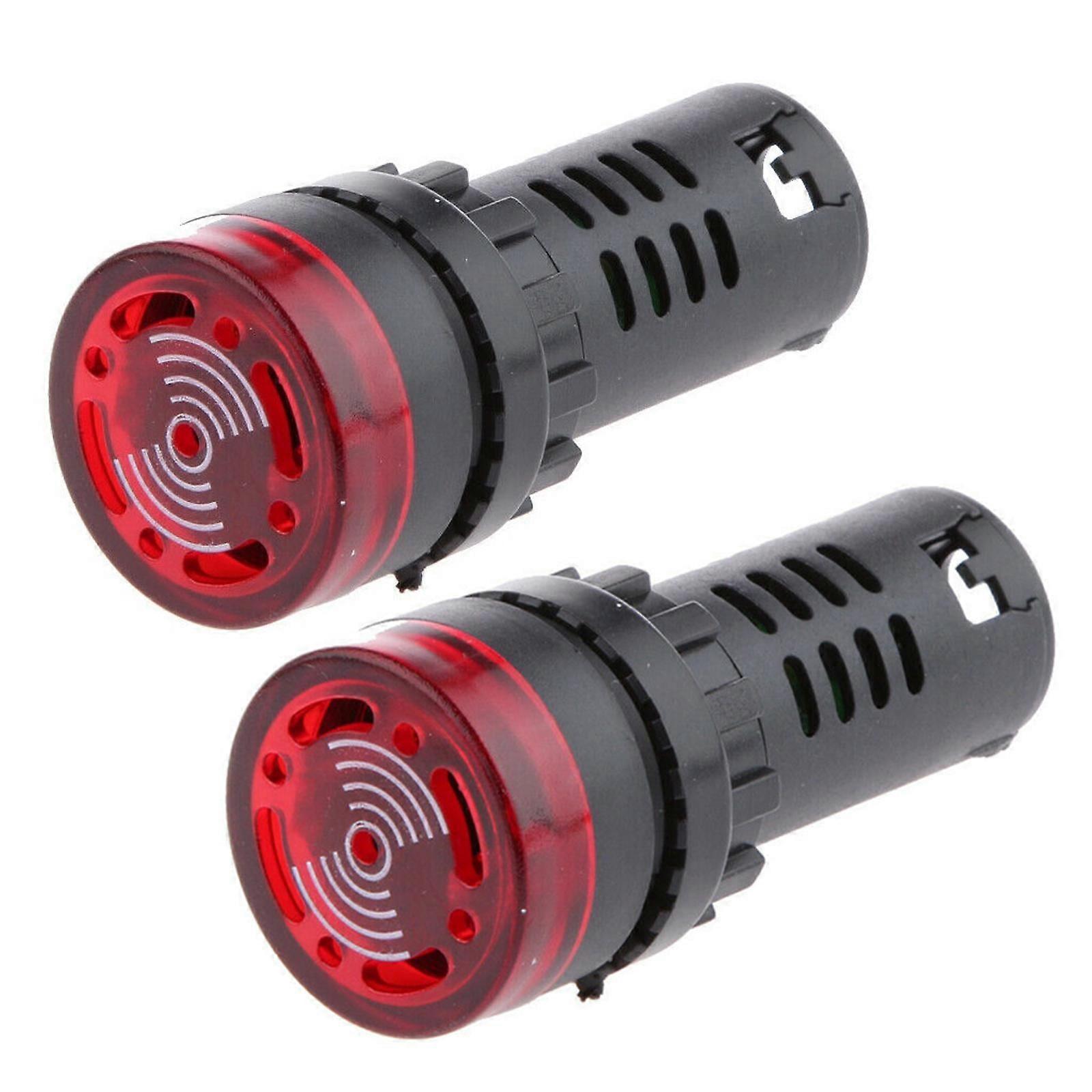 GUYUTING 2x AD16-22SM 12V LED Signal Light Buzzer Alarm for -25°C to +55°C Temperature Range