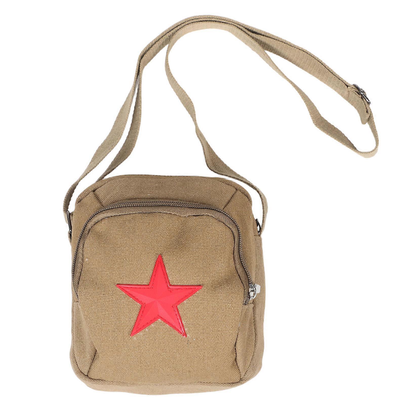 Canvas Messenger Bag for School Use 1 Piece Khaki Retro Style