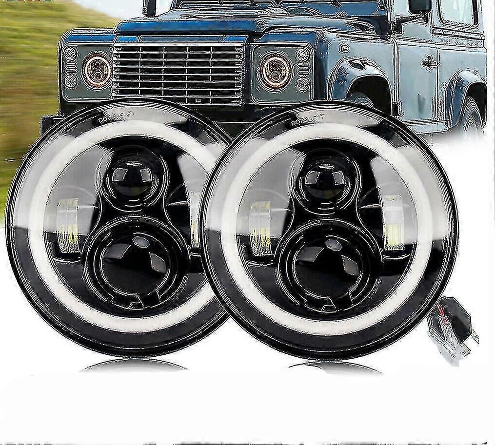 Faróis LED de 7 polegadas com marca E Design Halo compatível com modelos Land Rover Defender Td5
