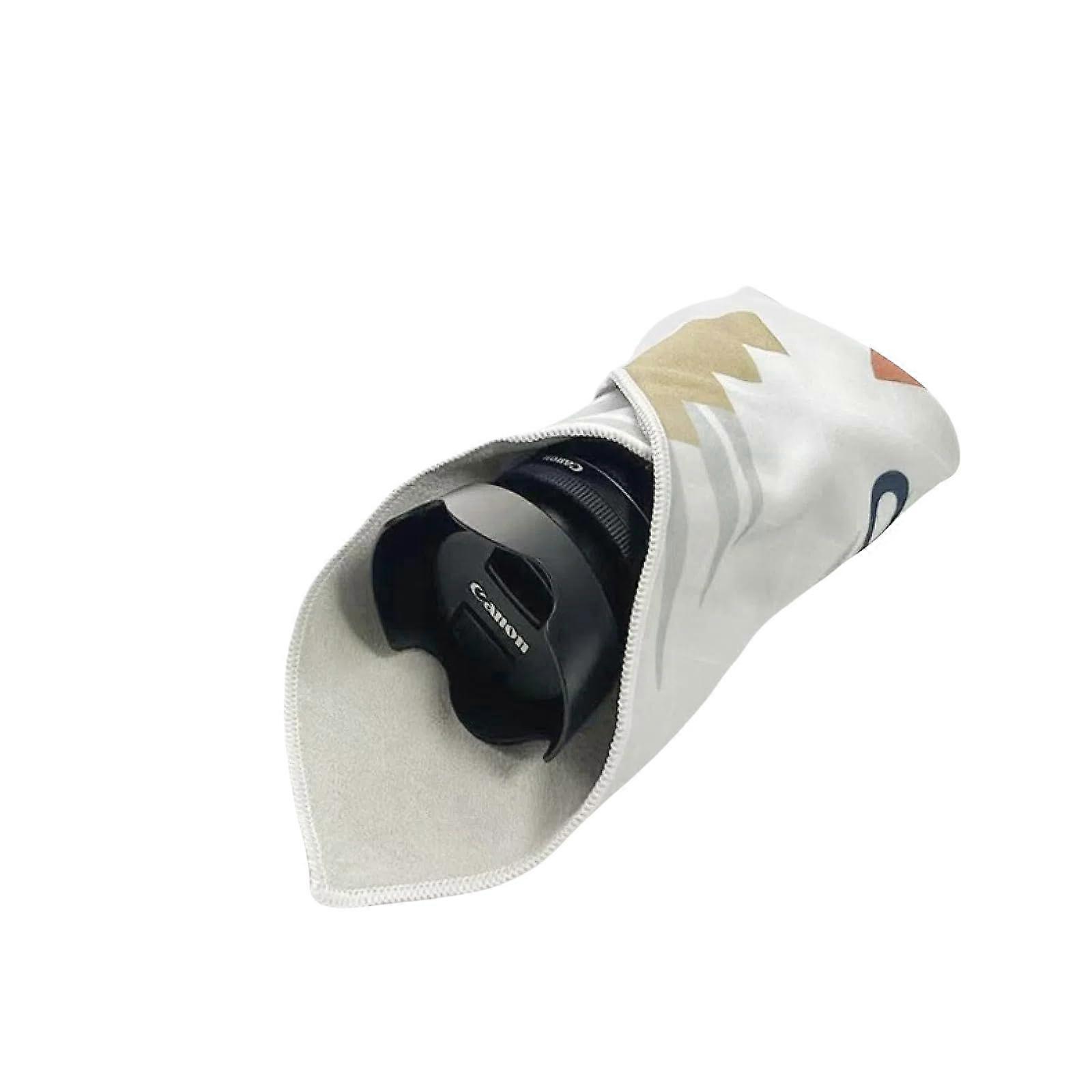 Camera Lens Wrap Cloth Bag with SelfAdhesive Pleated Design for DSLR Storage Geometric Leaves 55x55cm