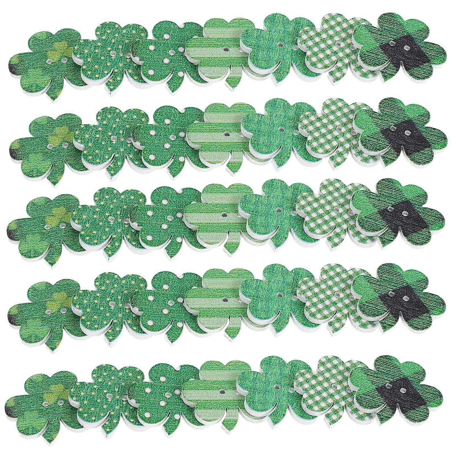 Shamrock Decorative Buttons for St. Patrick's Day Party Decorations Multi Wood 50Pcs Diy Projects
