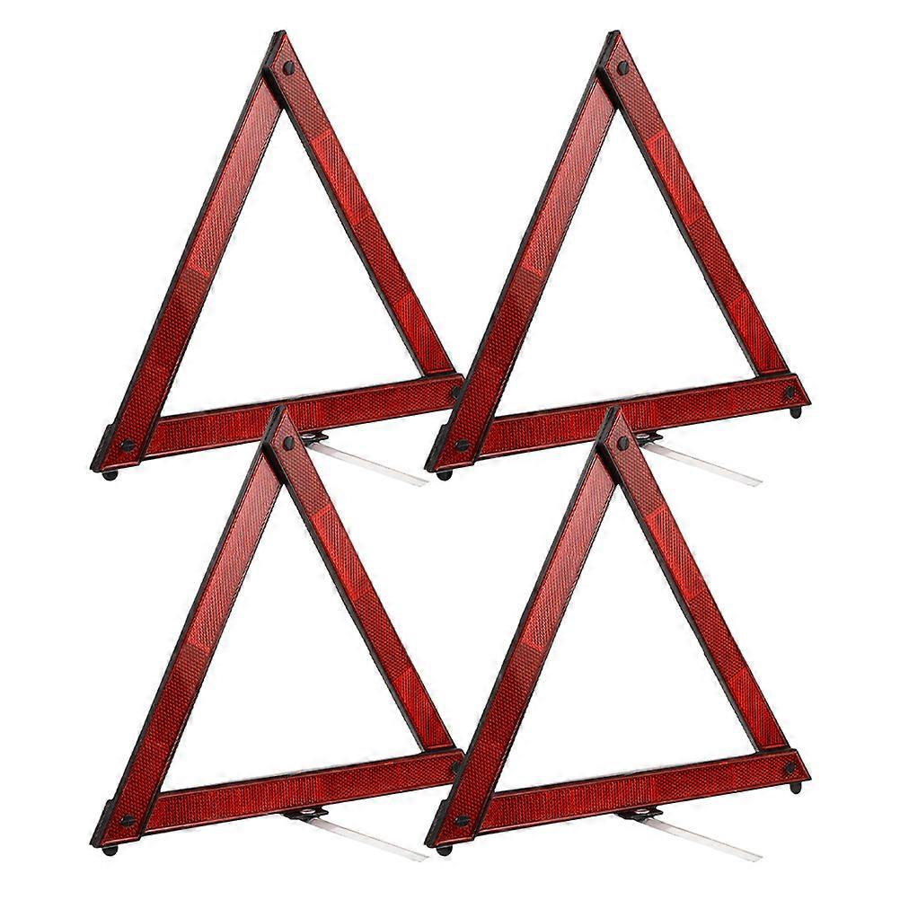 Roadside Auto Warning Triangle Red ABS Reflective Triangle Safety Sign 4Pcs