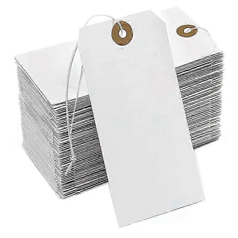 AEE7-Large Reinforcing Hole Paper Tag With String Attached 200 Pcs Paper Hanging Tags With Elastic Rope Attached