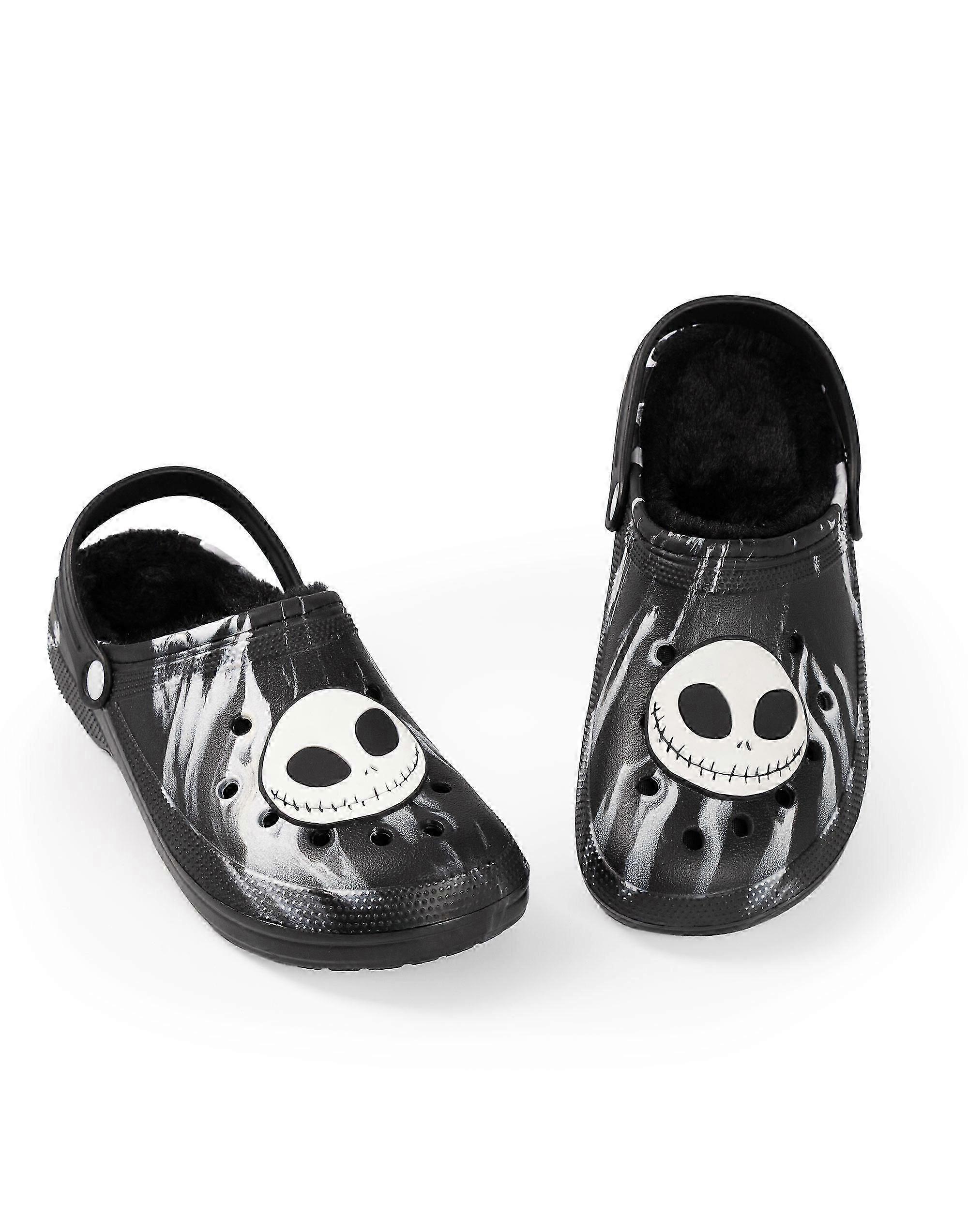 Unisex Clogs Black Jack Skellington Fur Lined