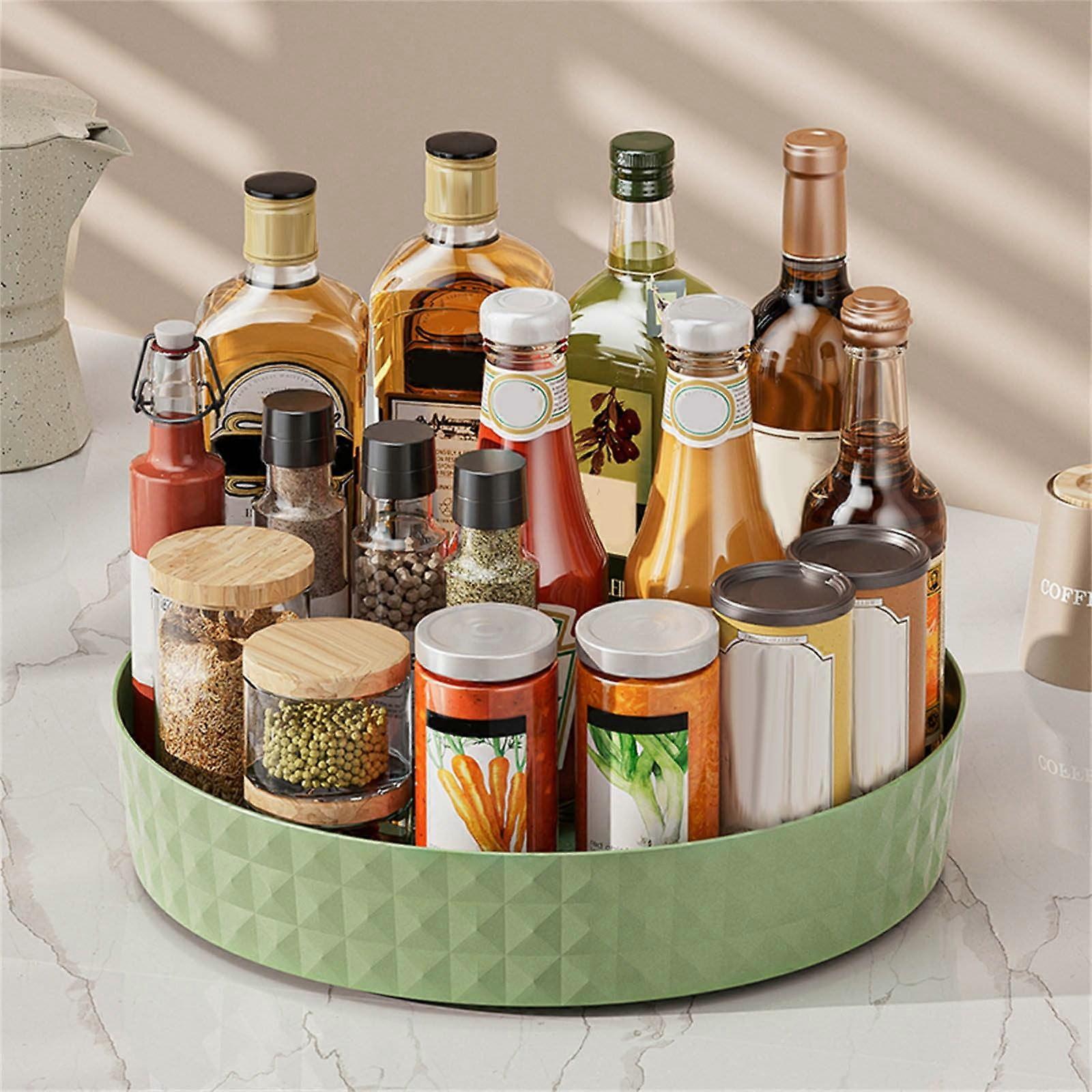 Kitchen Countertop Multifunctional Soy Bottle And Jar Organizer Rotating Seasoning Shelf