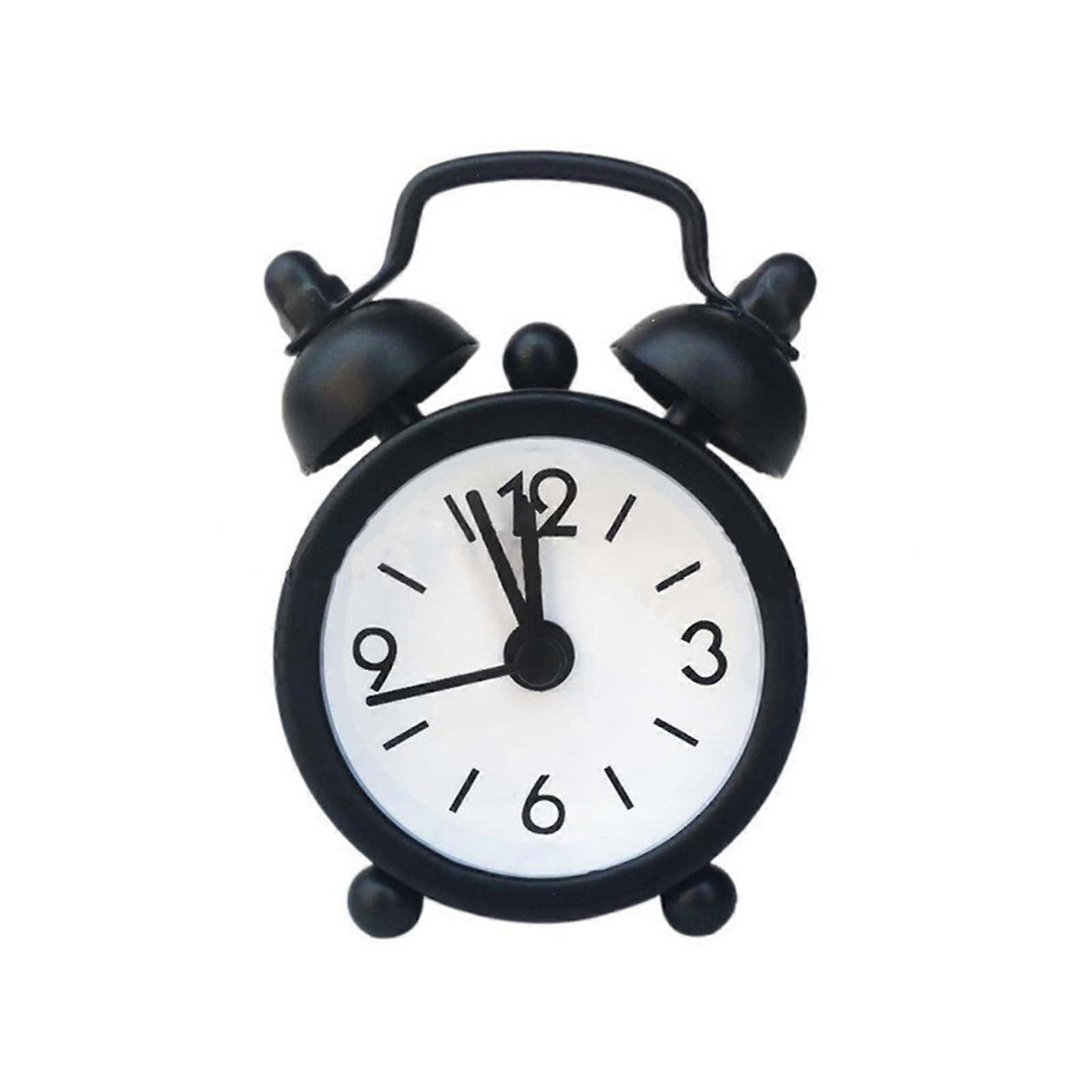 Bedside Alarm Clock Small Blue Metal Quartz Round Design for Heavy Sleepers Desk Use