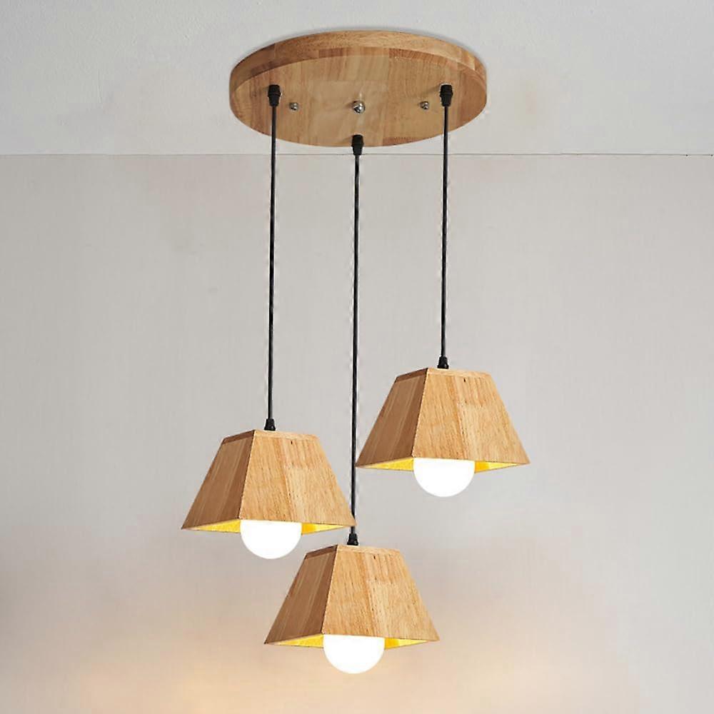 Rustic Pendant Light with Solid Wood Design for Kitchen Island Dining Room Adjustable Hanging Height
