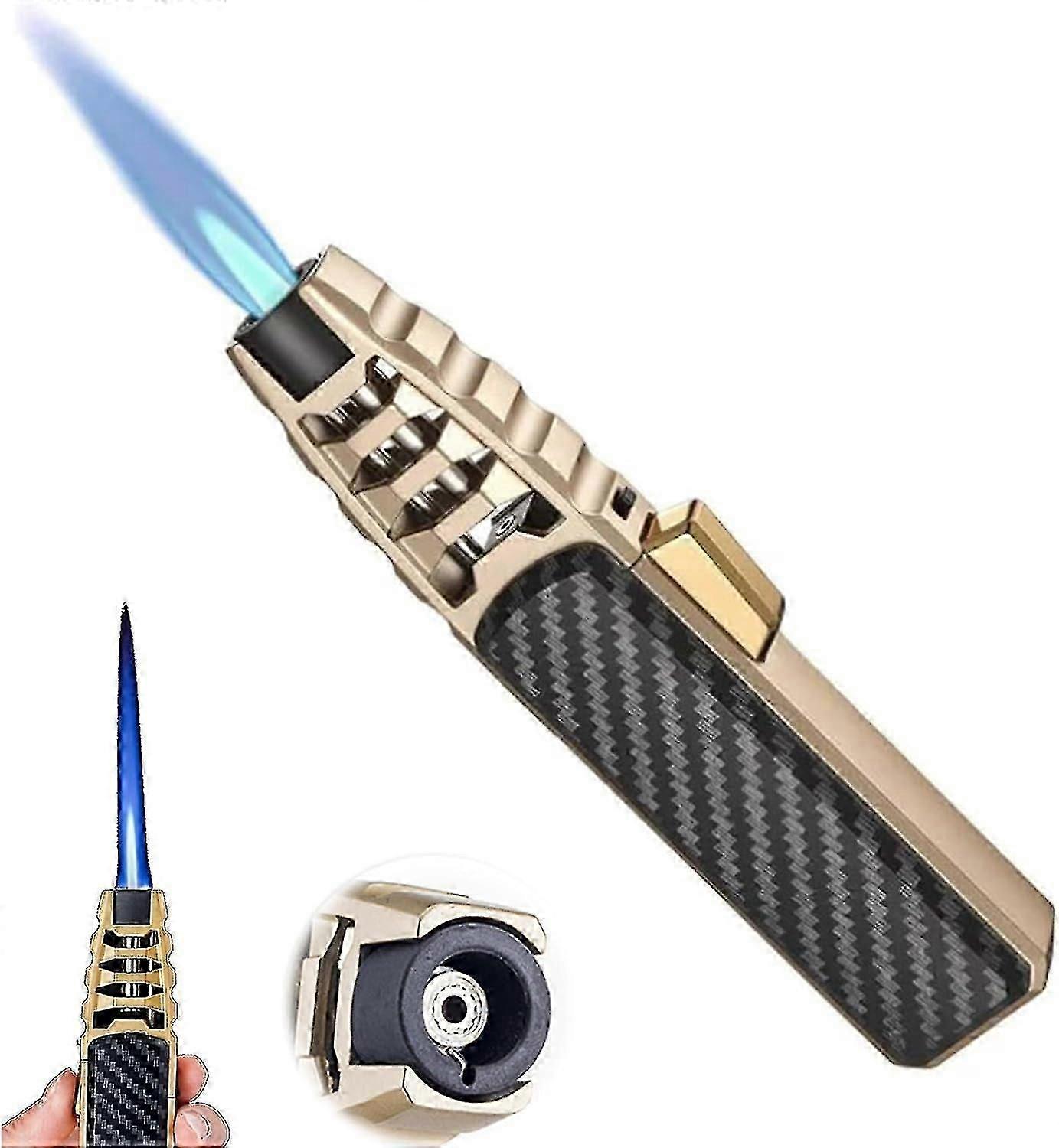 Lighter, Brightfire Rechargeable Torch Lighter, Bright Fire Lighter Rechargeable, Windproof Straight Torch Blue Flame Lighter WR