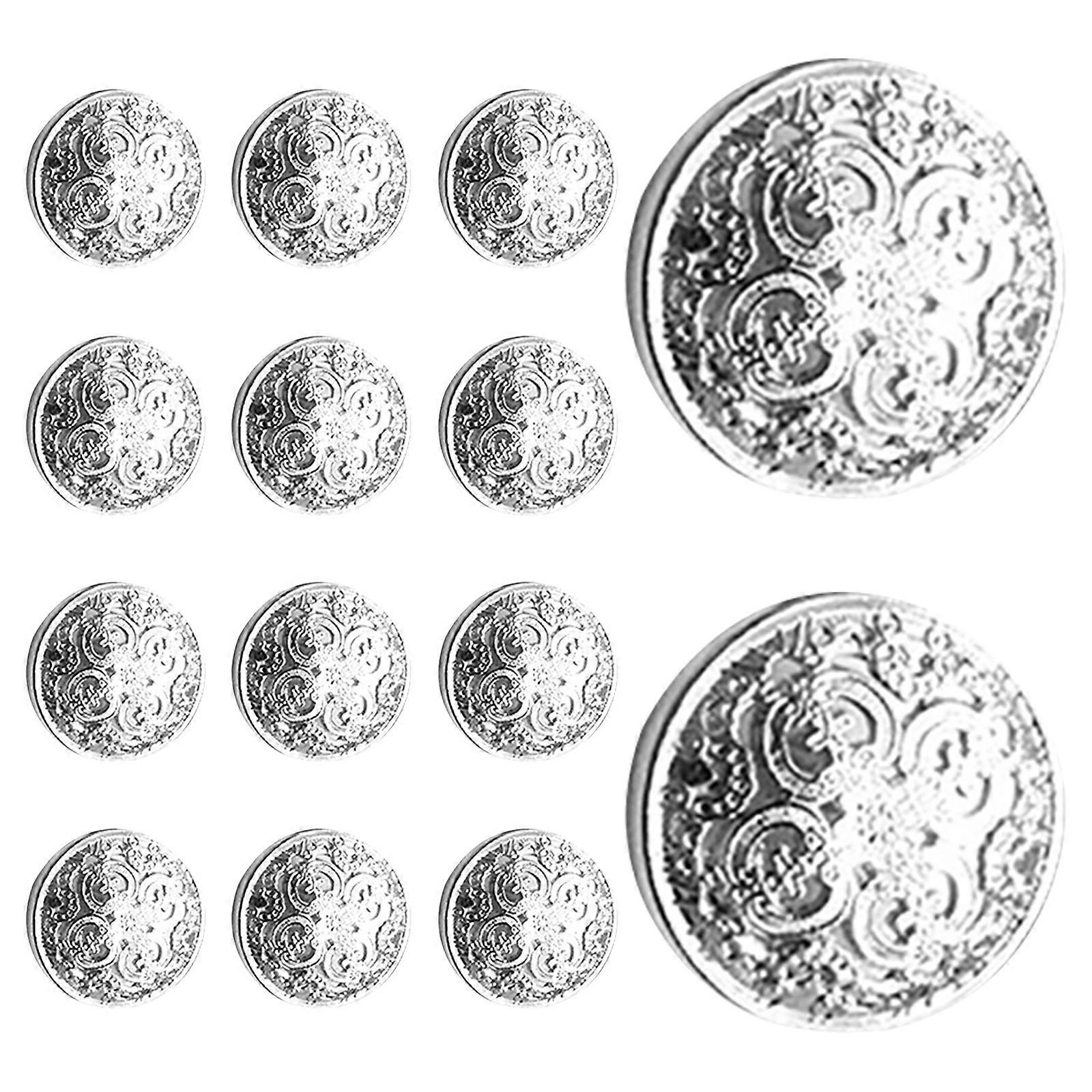 30pcs 20mm Stylish Metal Buckle Hollow Out Button Handcraft Button DIY Sewing Buttons for Decoration Silver