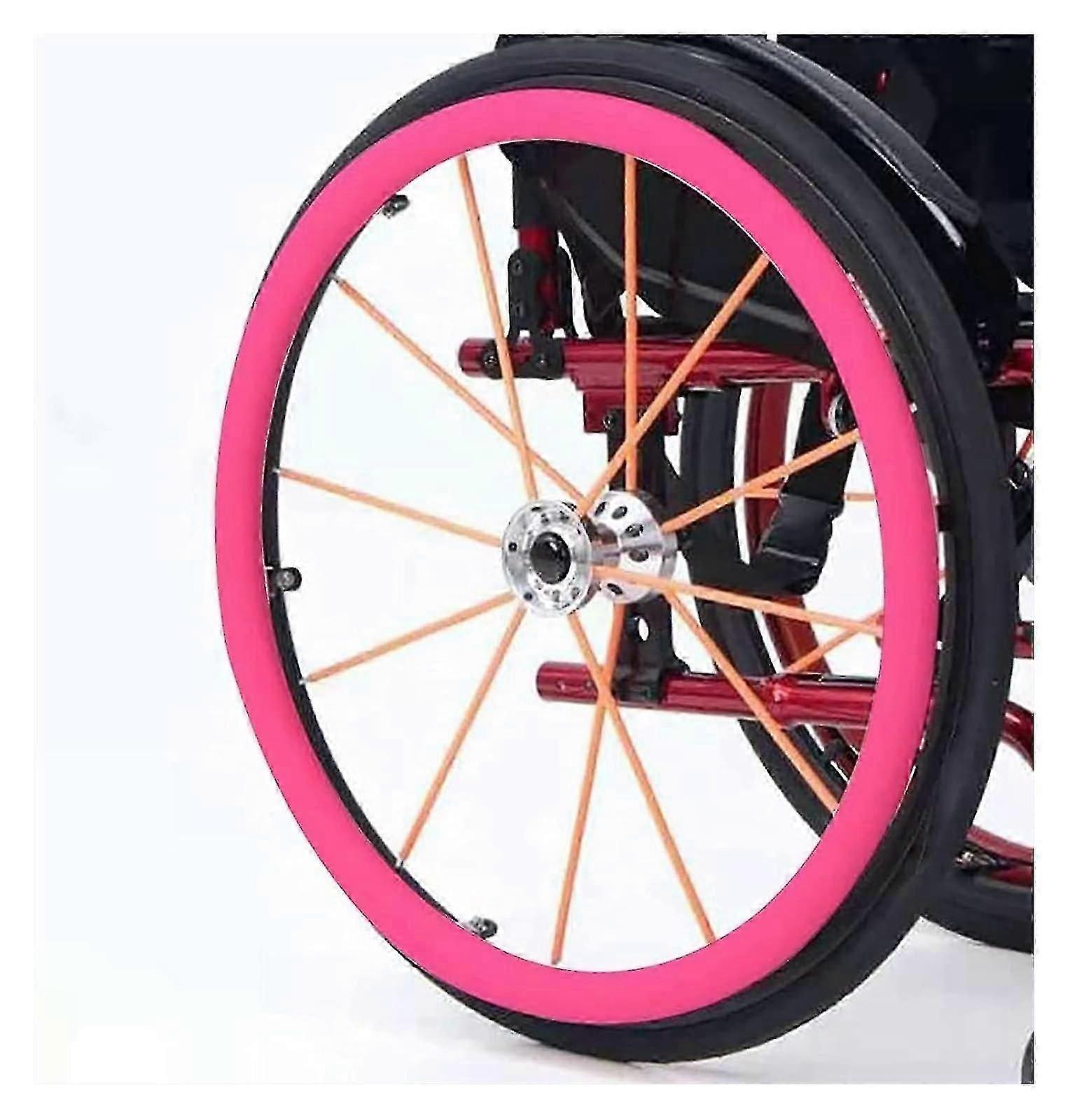 Capas de Aro para Cadeira de Rodas, Capa de Borracha para Esportes de Roda de 2/24In, Melhora a Tração de Aderência, G, 22 polegadas (Rosa1,24 polegadas)