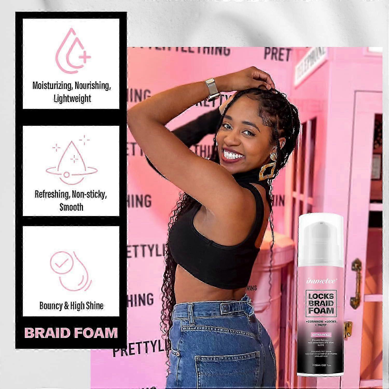 Locks Braid Foam with Extra Hold, High Shine and Moisture for Twists, Locks. 150ml