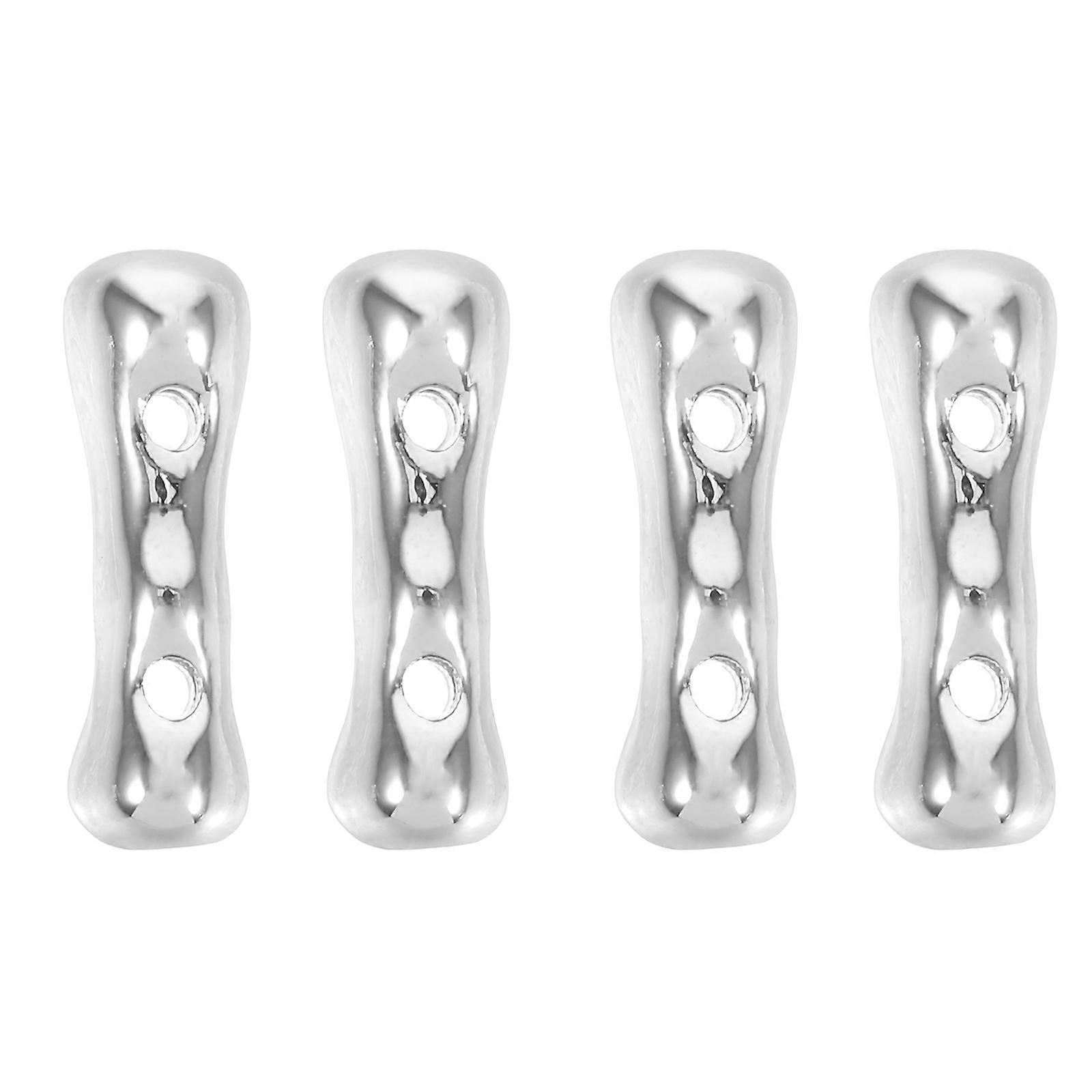 Silver Copper Spacer Beads for Bracelet Making 4Pcs Double Hole DIY Beads