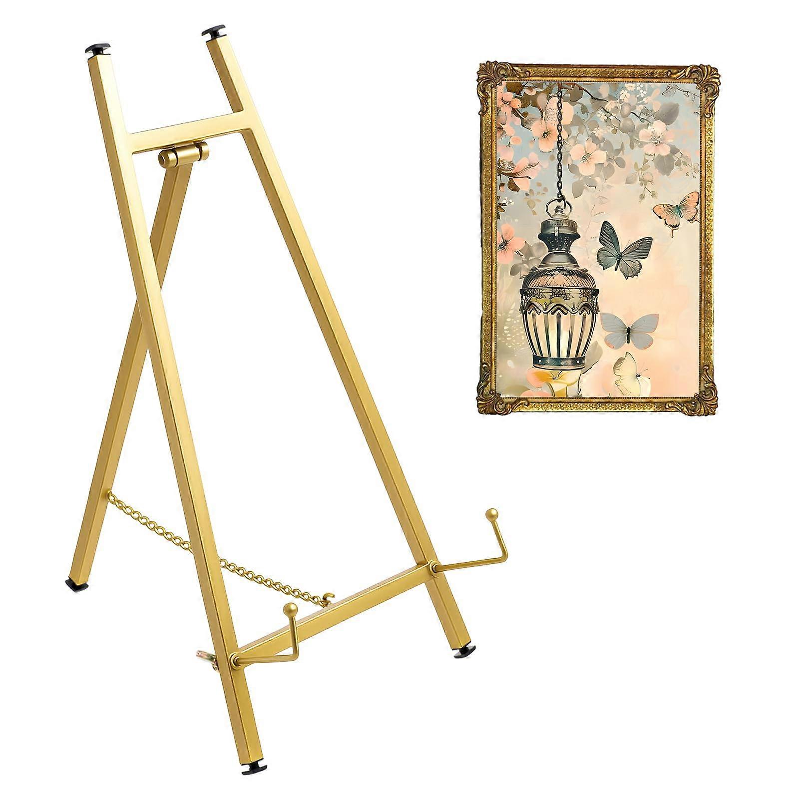 Metal Easel Stand Gold 16.5'' Large Tabletop Picture Display Stand for Photo Frame Book Wedding Sign