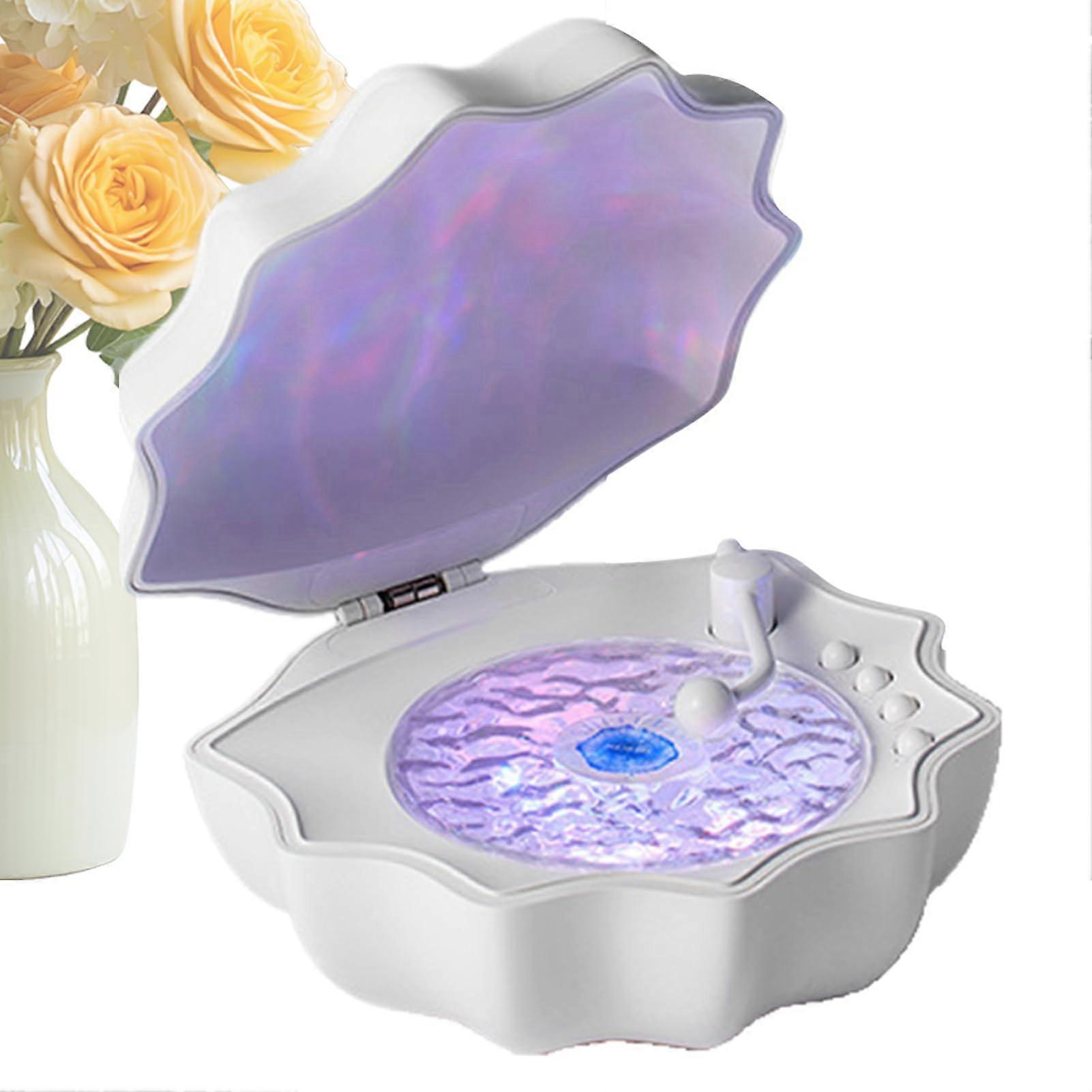 Shell Speaker Shell Vinyl Speaker Retro Theme Seashell Mini Speaker With Ambient LED Glow White Portable Desk Speaker