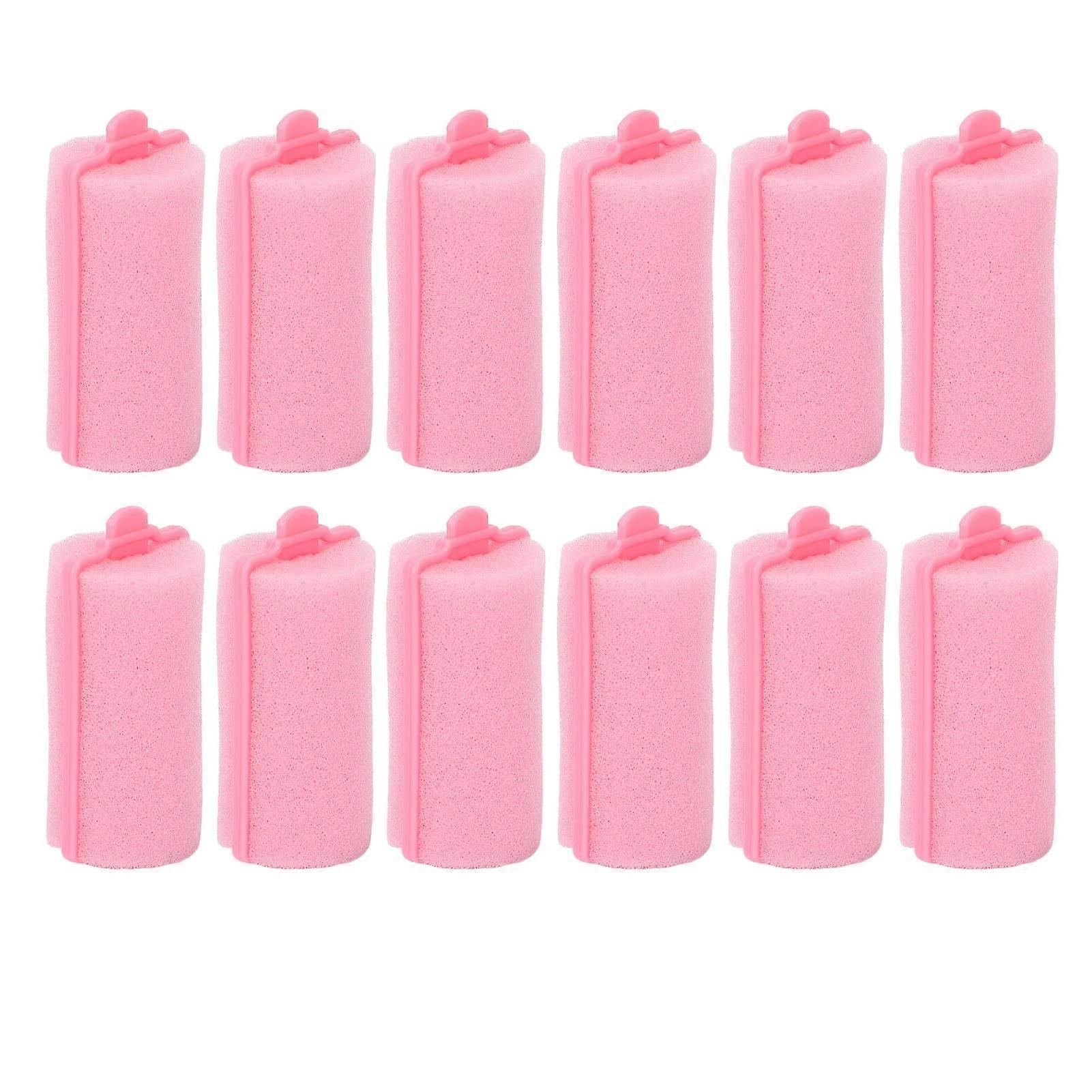 12pcs Soft Foam Hair Rollers for Sleep, No Heat Sponge Curlers Overnight Styling Pink