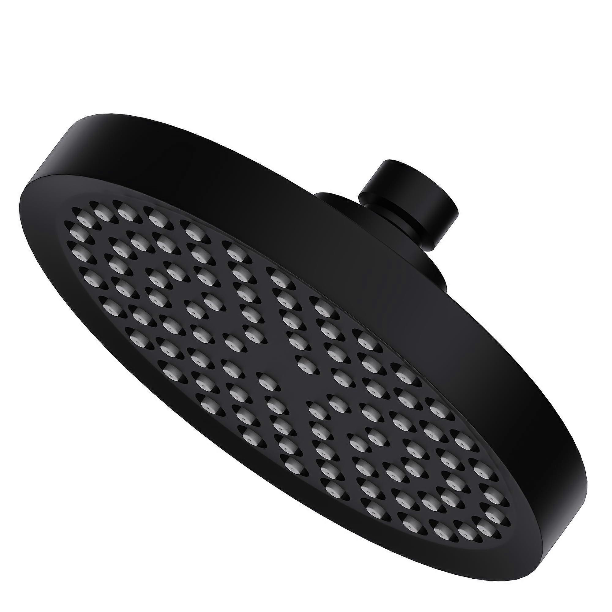 6 Inch  Pressure Rainfall Shower Head Matte Black 360° Adjustable Wide Spray Coverage