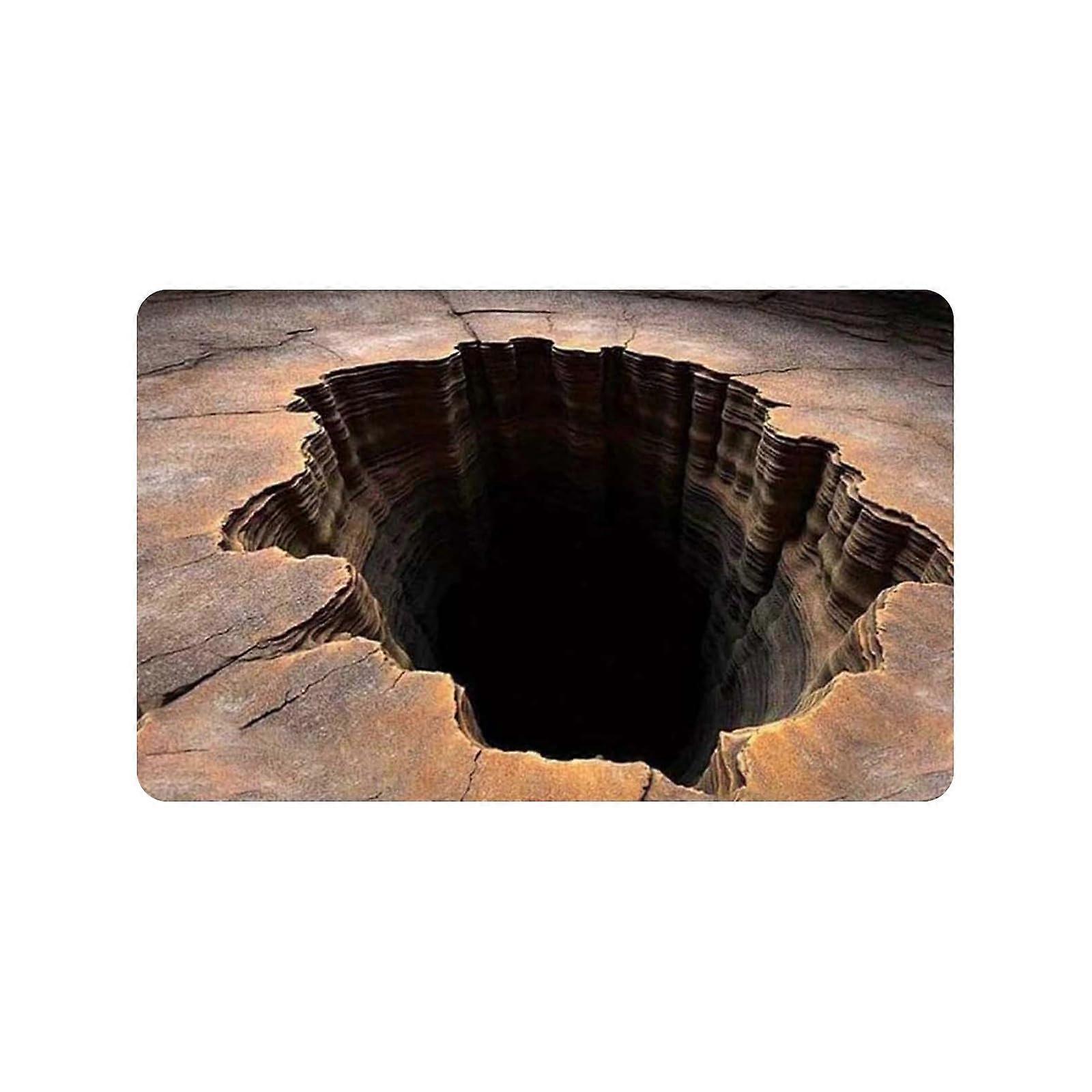 3D Illusion Rug with Realistic Hole Effect, NonSlip Optical Design for Home Décor