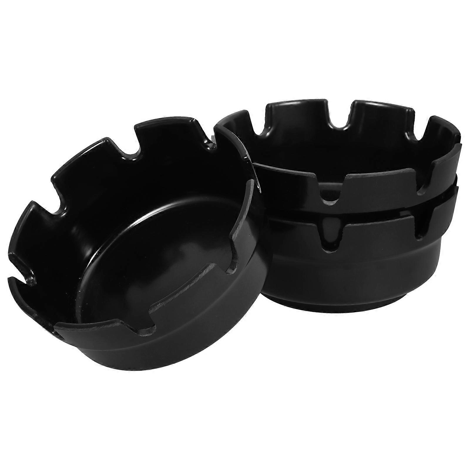 Plastic Ashtray Black Outdoor Ash Tray for Use 3Pcs