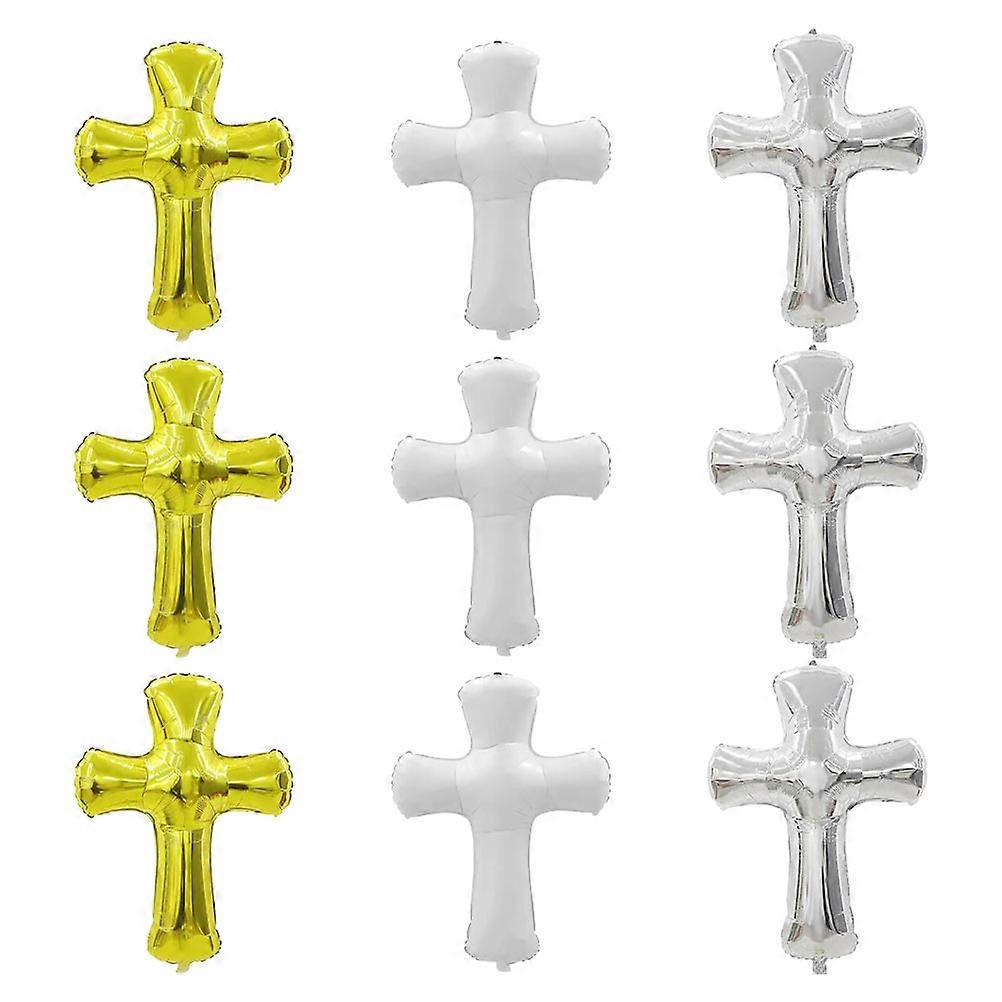 Religious Celebration Cross Shape Balloon for Party 9Pcs Assorted Color